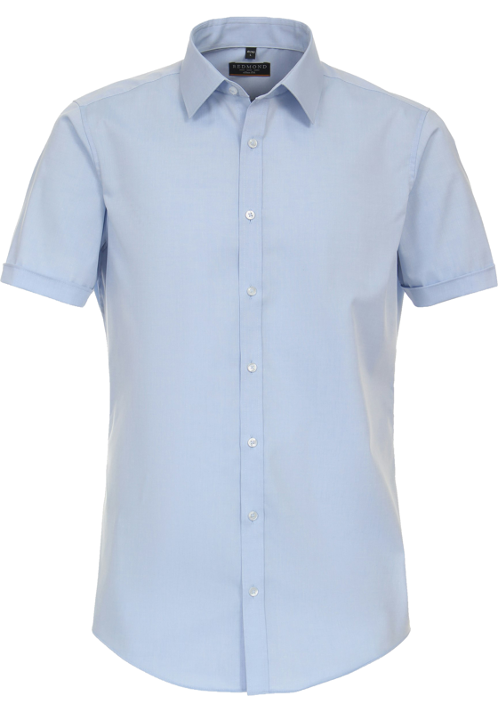 Redmond slim fit overhemd, korte mouw, popeline, blauw Redmond slim fit overhemd, korte mouw, popeline, blauw
