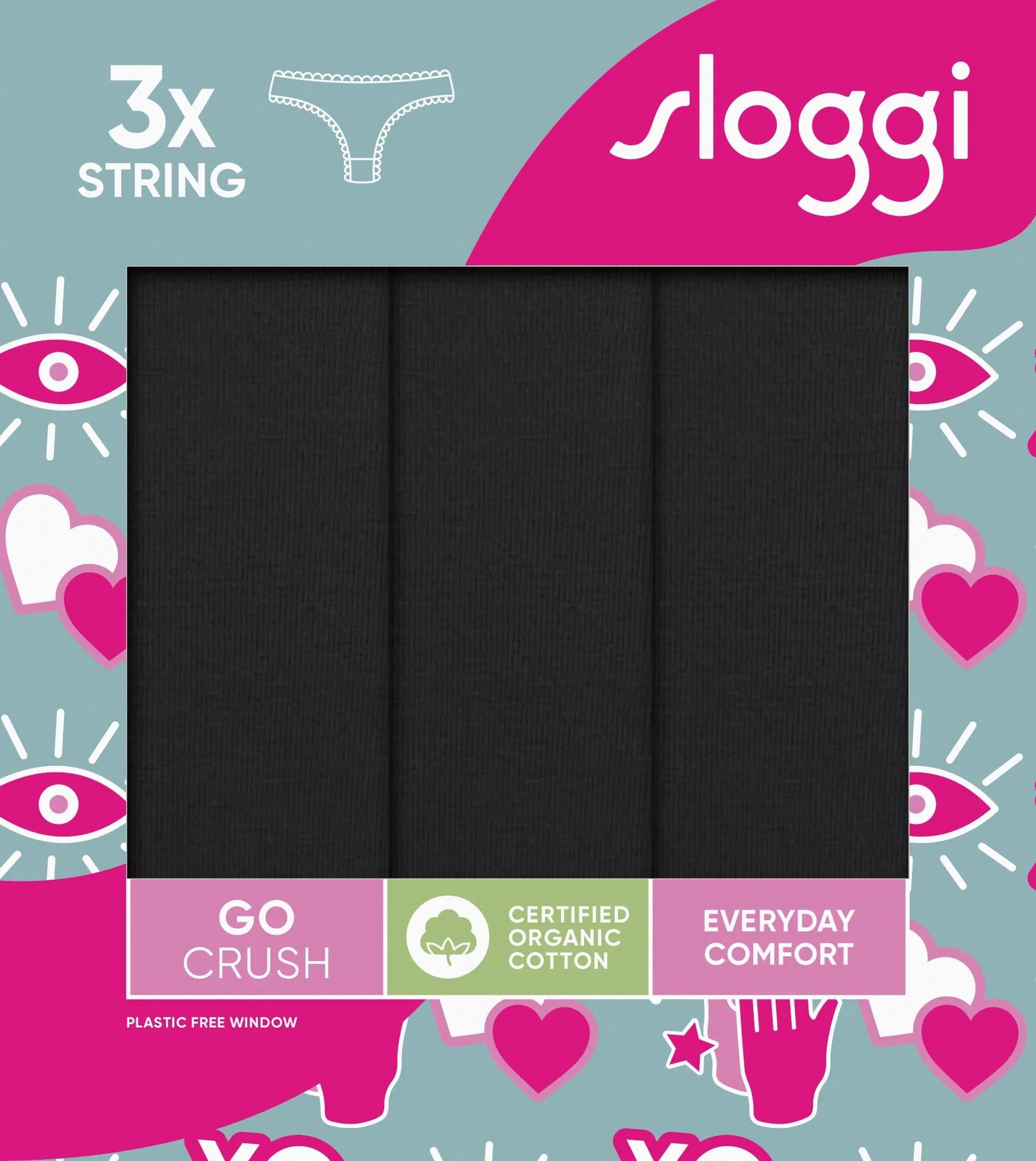 Sloggi Women GO Crush String (3-pack), dames string, zwart