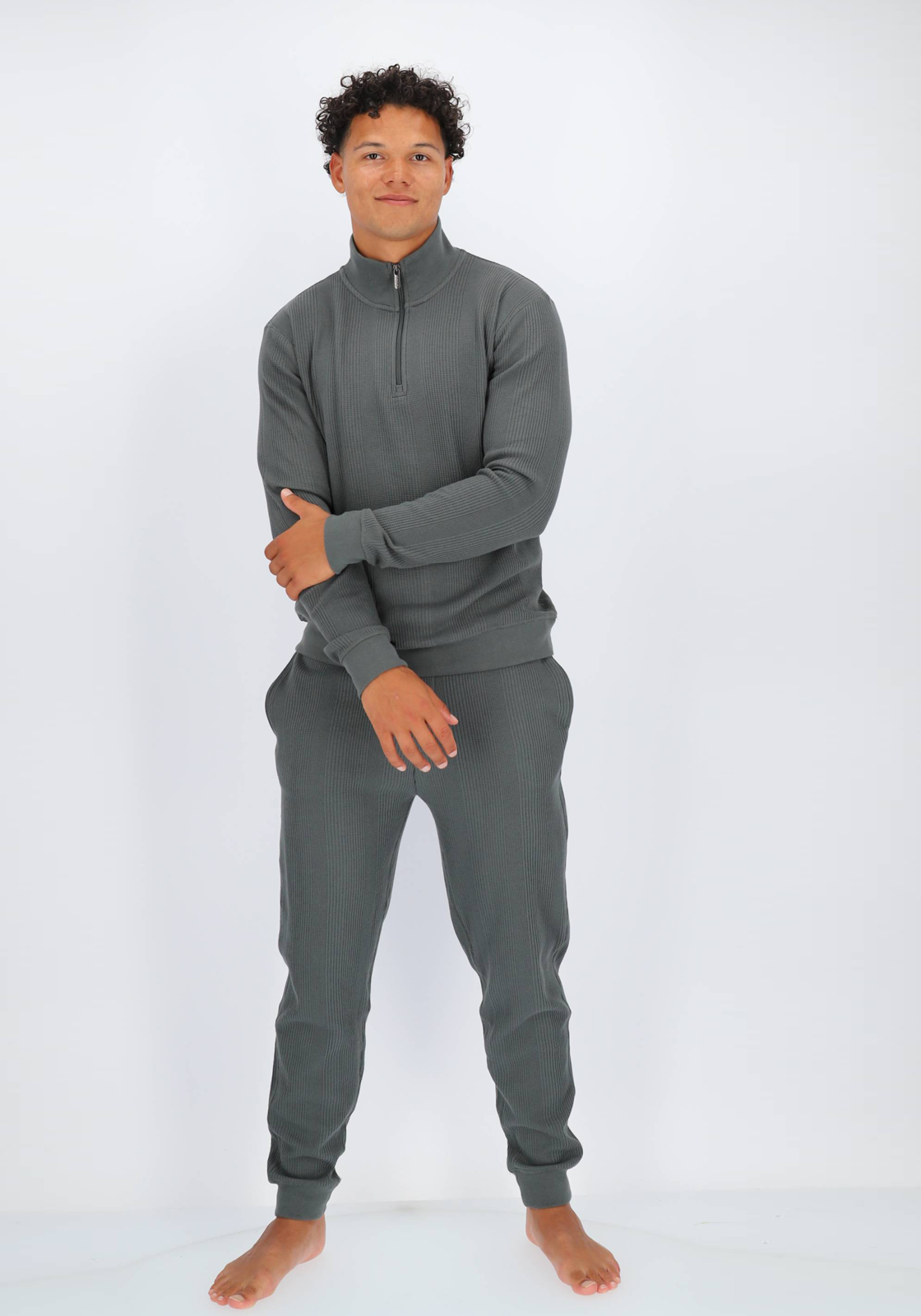 BOSS Structure Pants, heren pyjama- of loungebroek, grijsgroen BOSS Structure Pants, heren pyjama- of loungebroek, grijsgroen