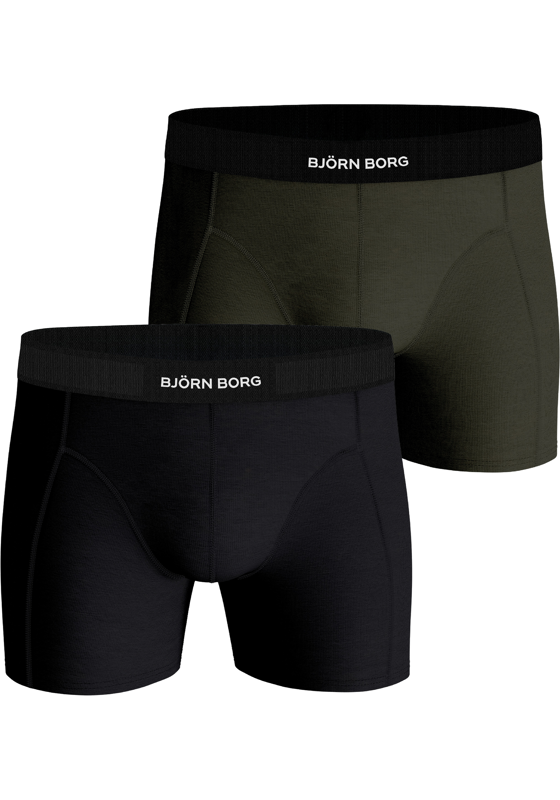 Bjorn Borg Cotton Stretch boxers, heren boxers normale lengte (2-pack), groen, zwart Bjorn Borg Cotton Stretch boxers, heren boxers normale lengte (2-pack), groen, zwart