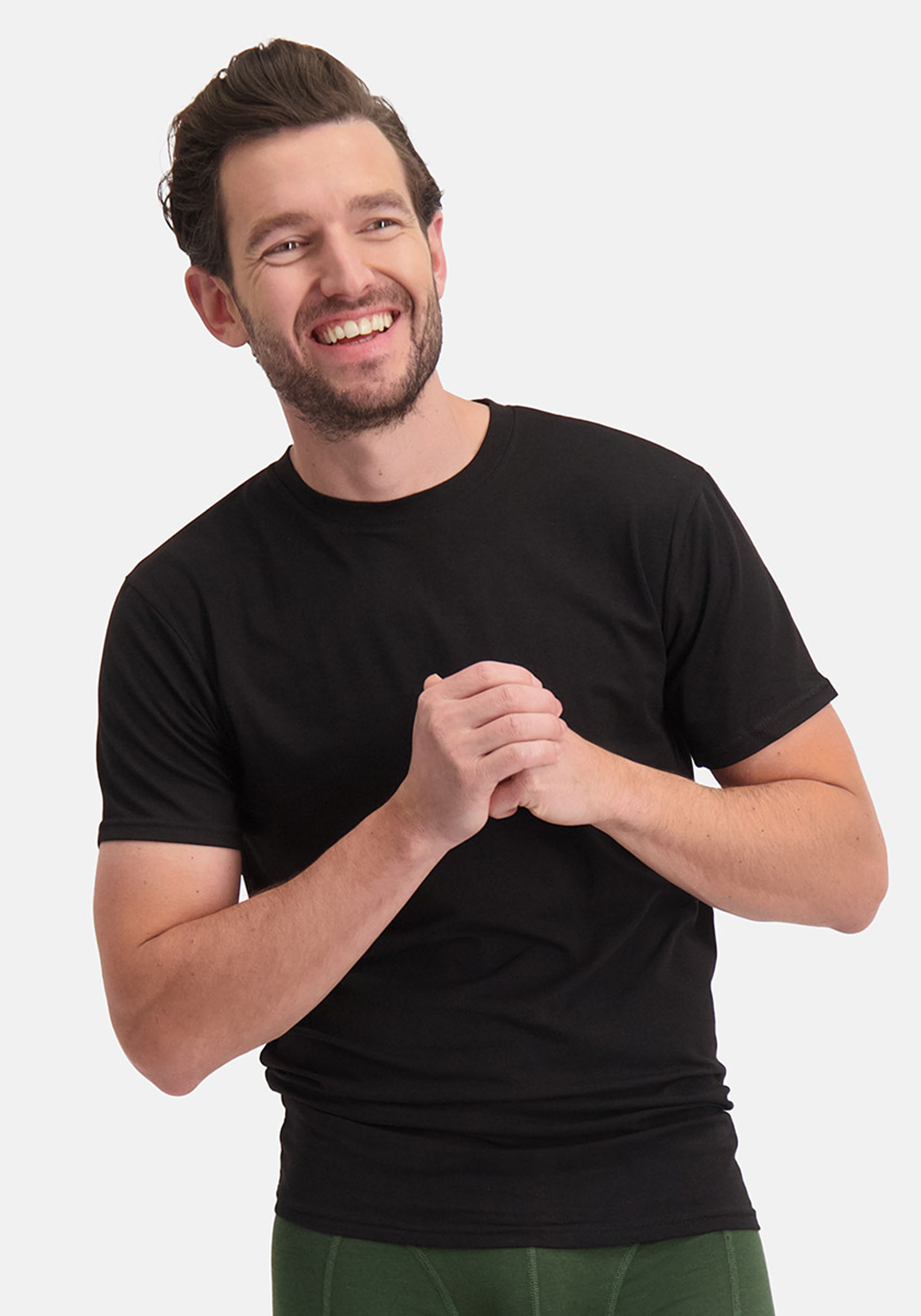 Bamboo Basics Ruben round neck T-shirt (2-pack), heren T-shirt O-hals, zwart