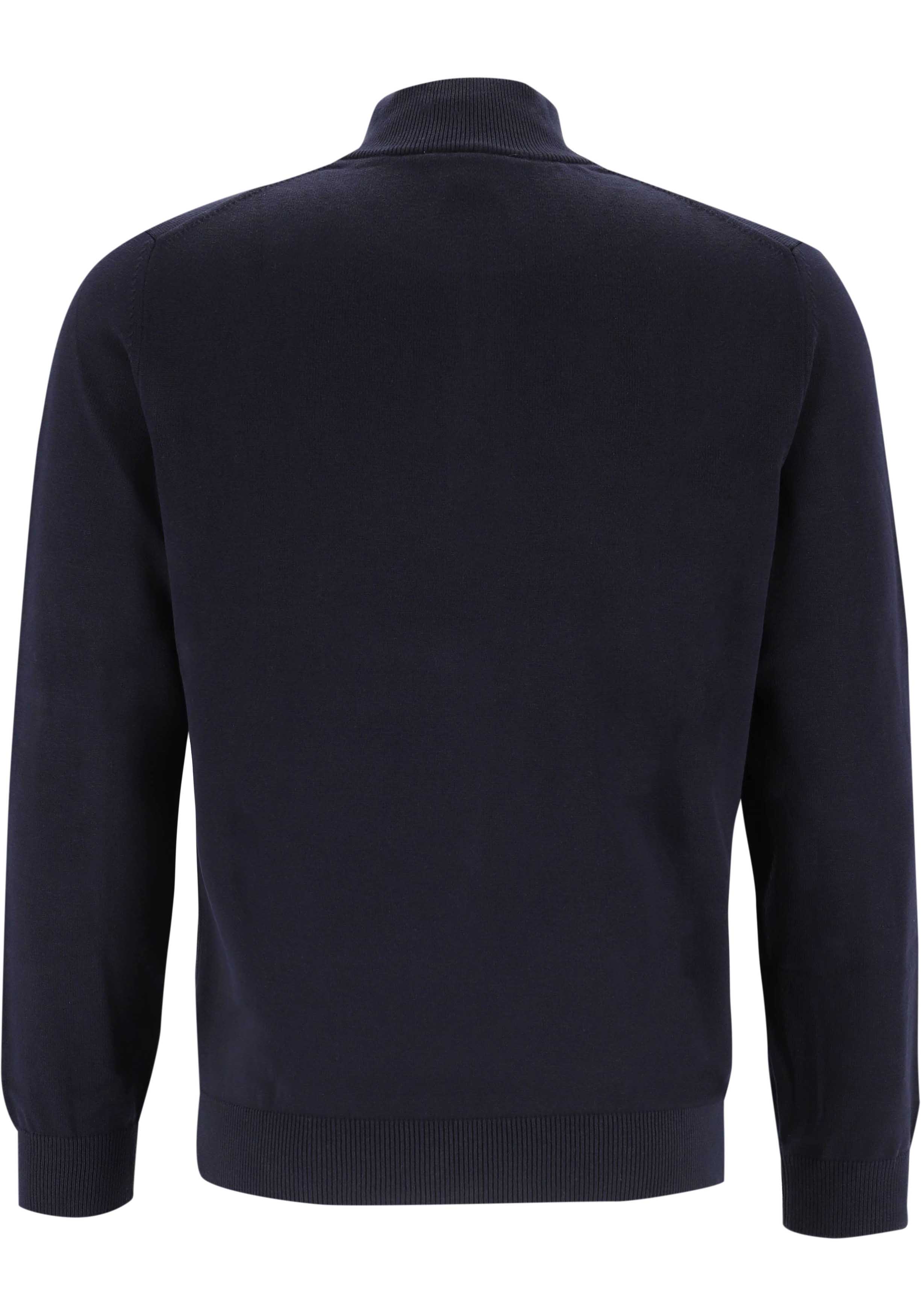 Lacoste heren schipperstrui katoen, met korte rits, navy blauw