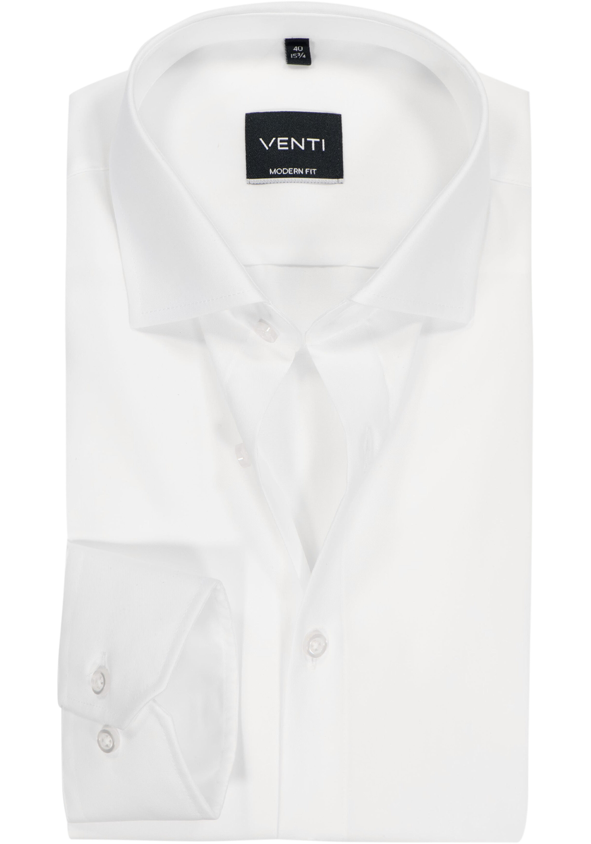 VENTI modern fit overhemd, mouwlengte 7, twill, wit