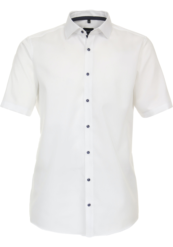 VENTI modern fit overhemd, korte mouw, dobby, wit VENTI modern fit overhemd, korte mouw, dobby, wit