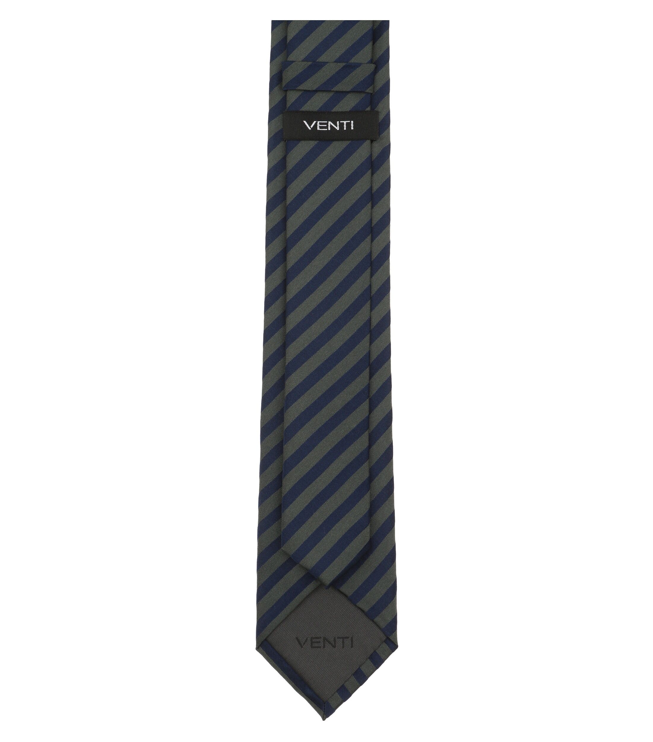 VENTI stropdas, donkerblauw, olijfgroen gestreept