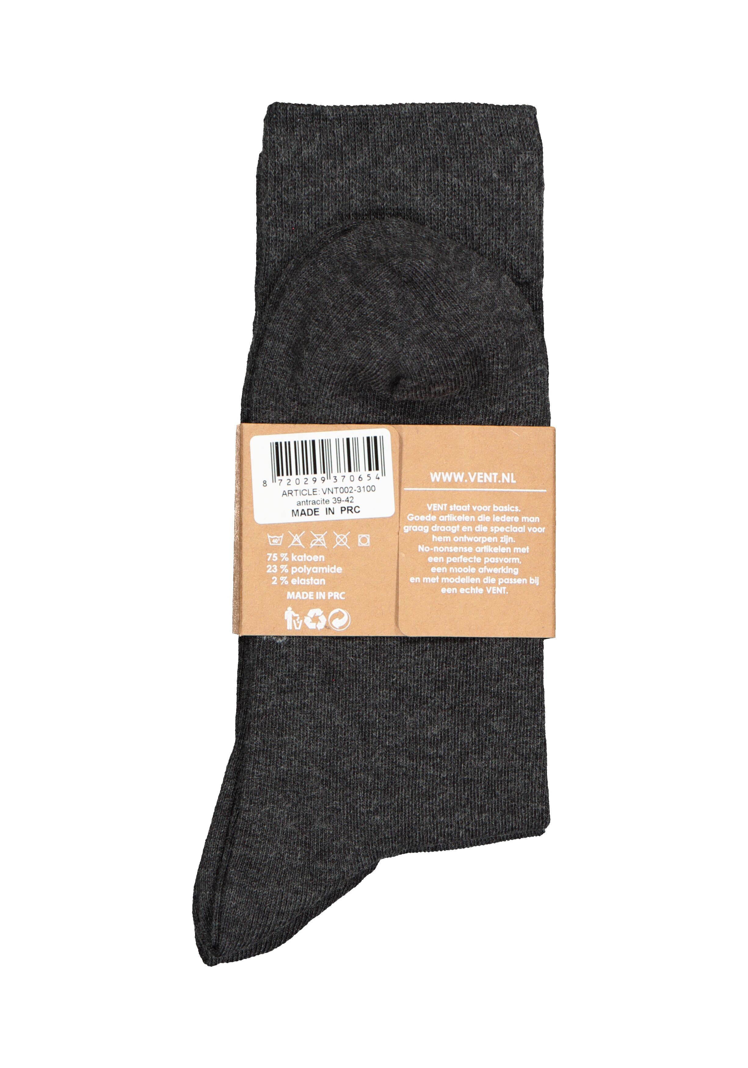 VENT herensokken katoen (2-pack), antraciet grijs