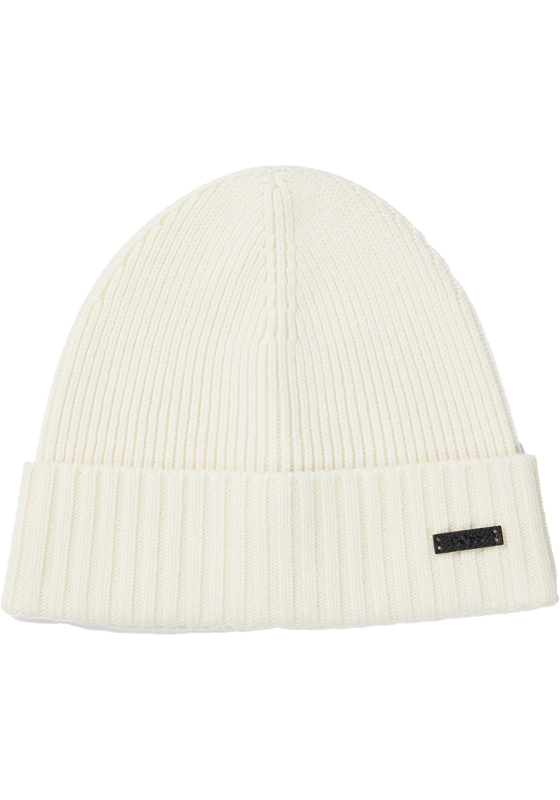 HUGO BOSS muts wol, heren muts met omslag, wit HUGO BOSS muts wol, heren muts met omslag, wit