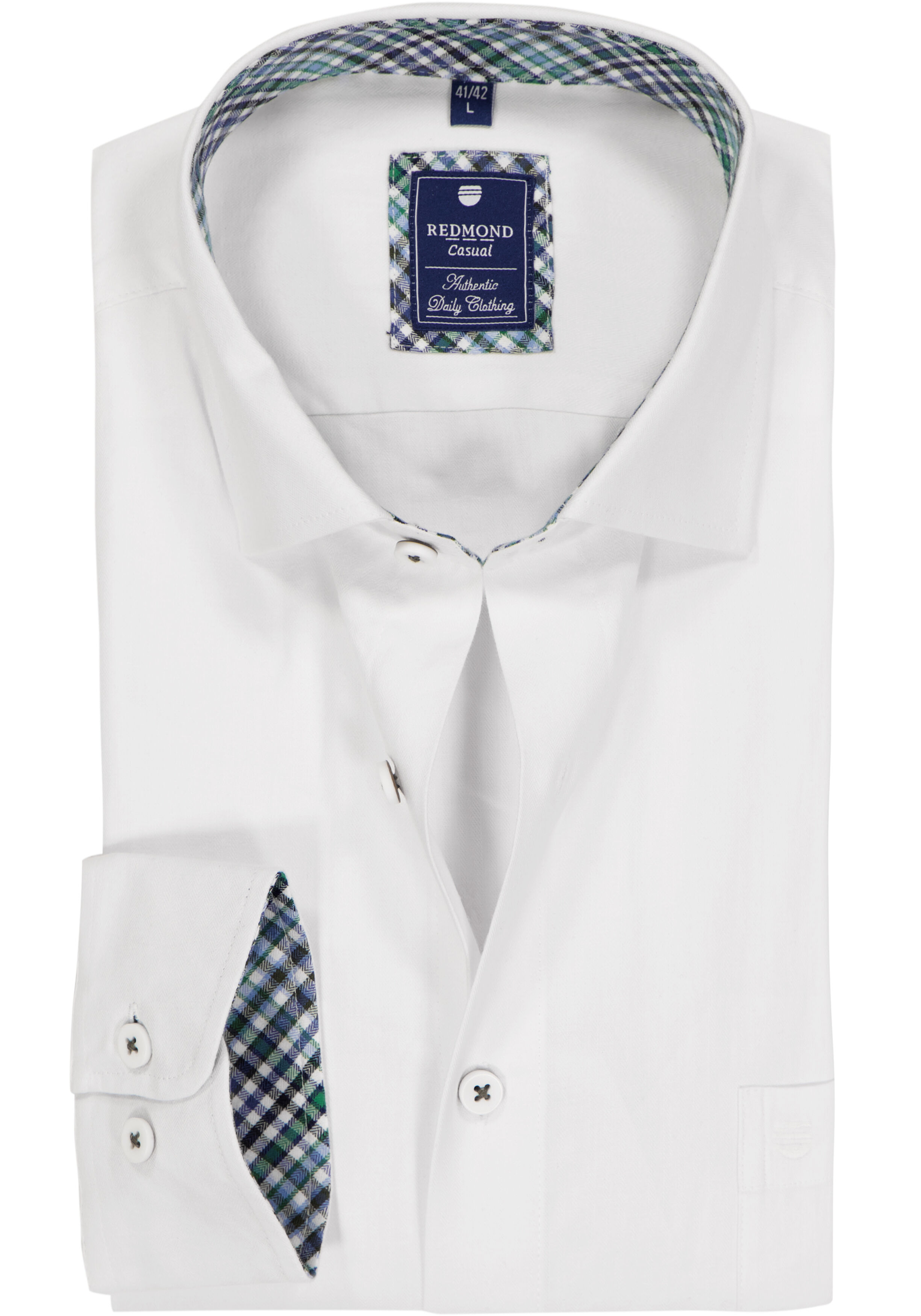 Redmond comfort fit overhemd, twill, wit