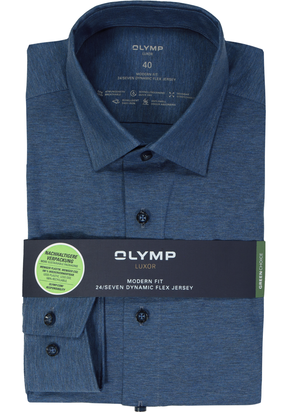 OLYMP Luxor 24/Seven modern fit overhemd, rookblauw tricot OLYMP Luxor 24/Seven modern fit overhemd, rookblauw tricot