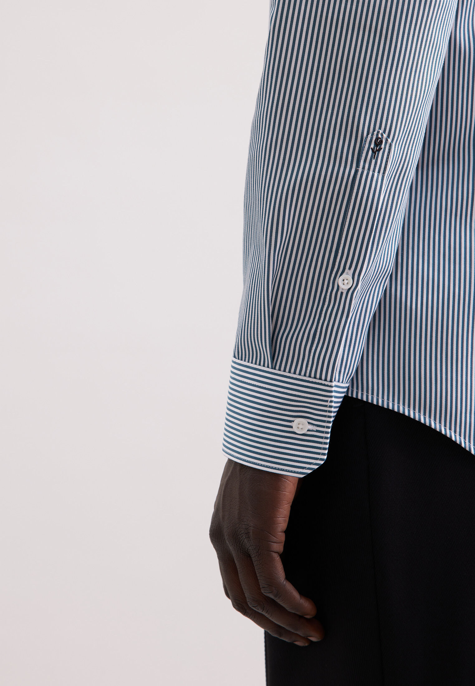 Seidensticker slim fit overhemd, popeline, groen gestreept