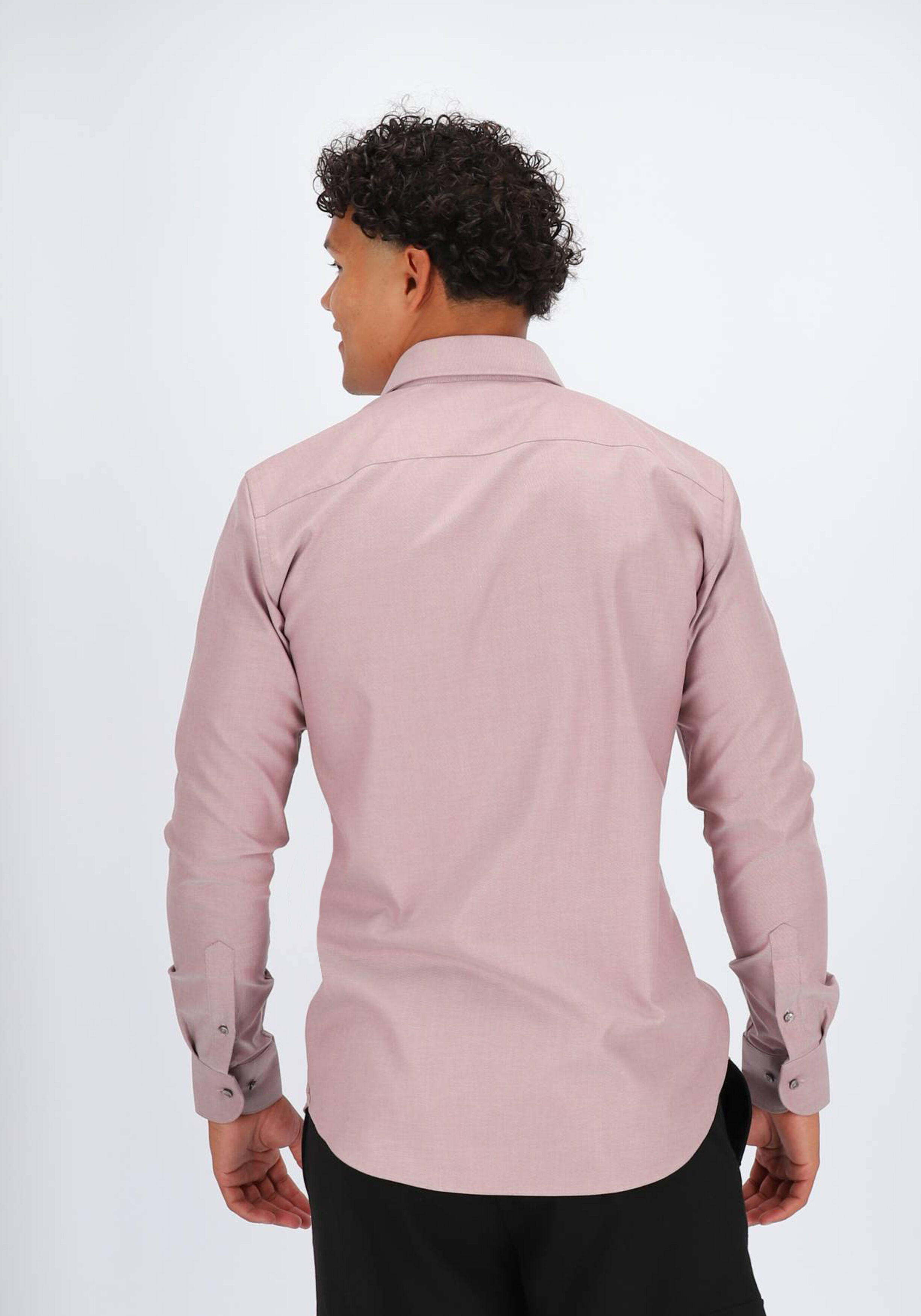 Profuomo slim fit heren overhemd, twill, donkerrood melange