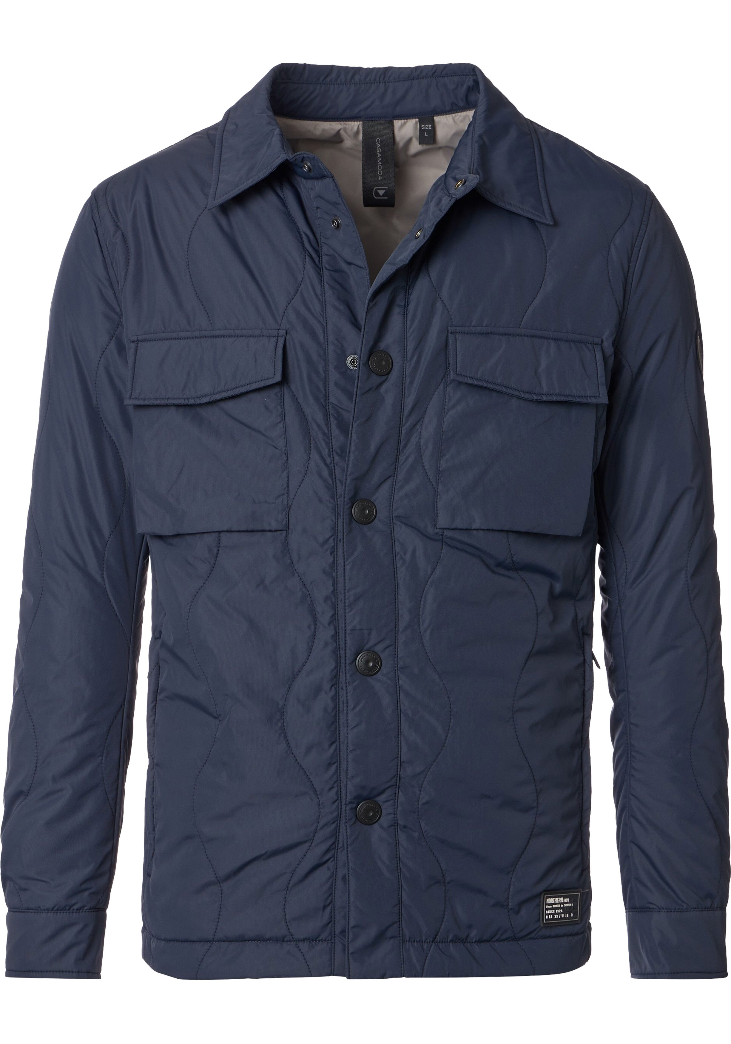 CASA MODA comfort fit overshirt, blauw, donkerblauw, wit