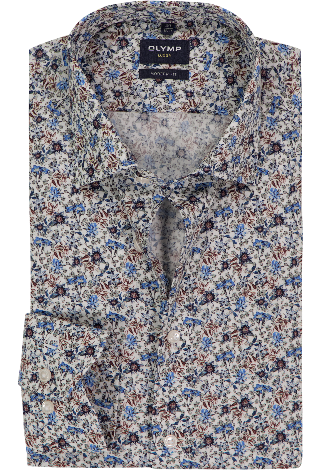OLYMP Luxor modern fit overhemd, popeline, wit dessin OLYMP Luxor modern fit overhemd, popeline, wit dessin