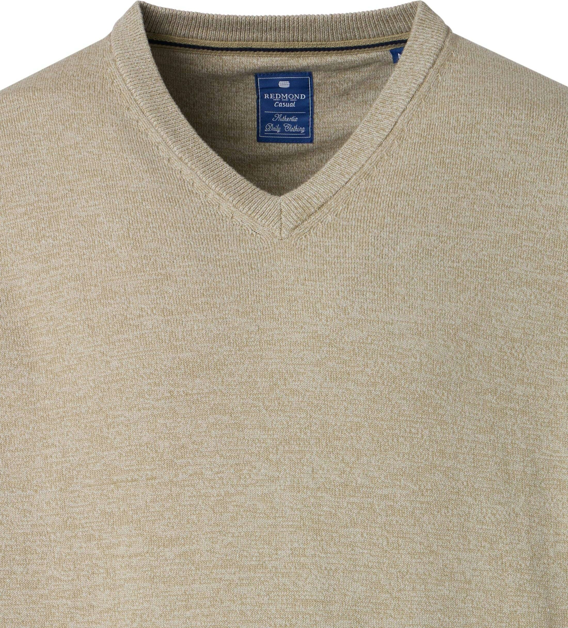 Redmond heren trui katoen, V-hals, beige