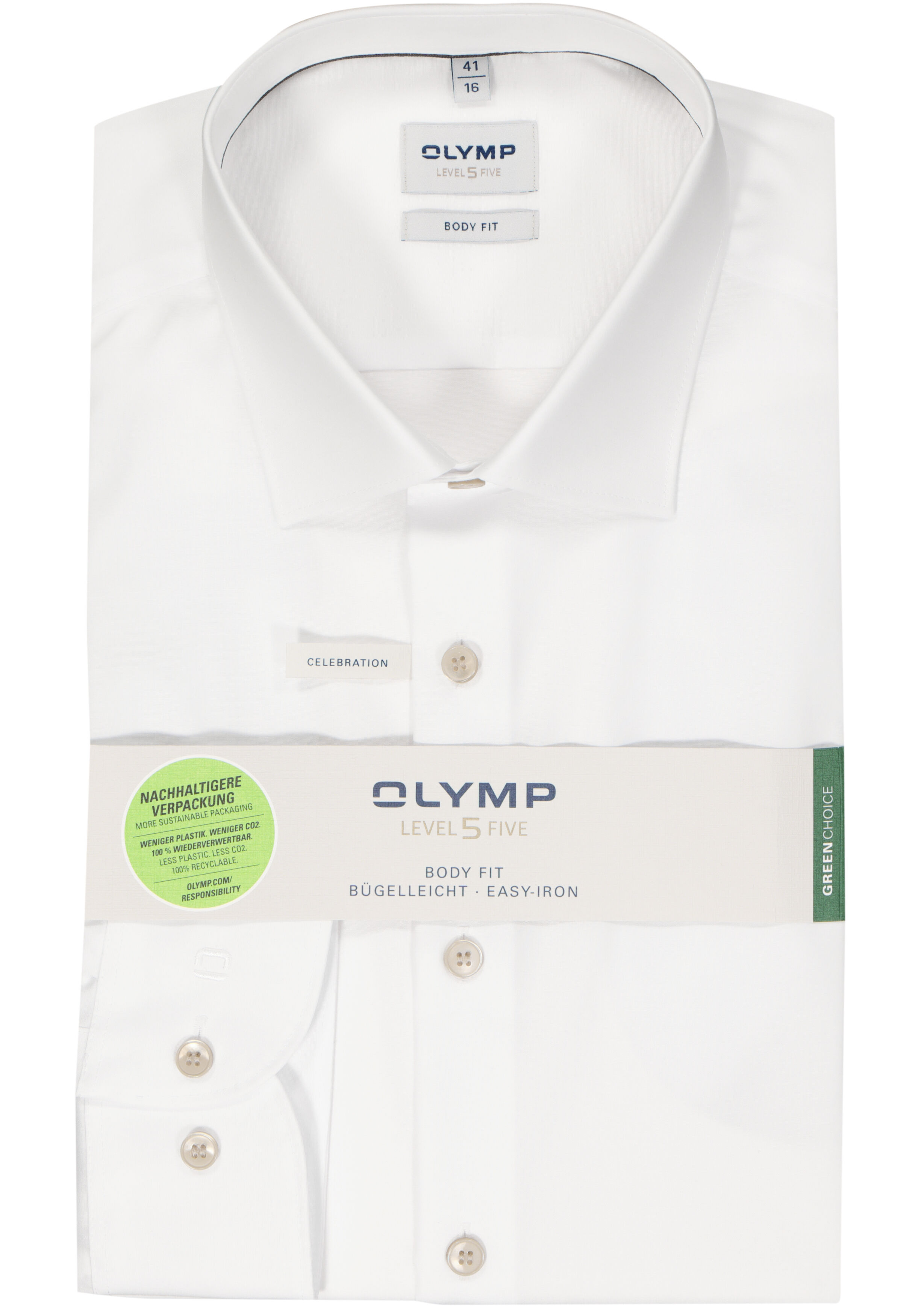 OLYMP Level 5 body fit overhemd, popeline, wit