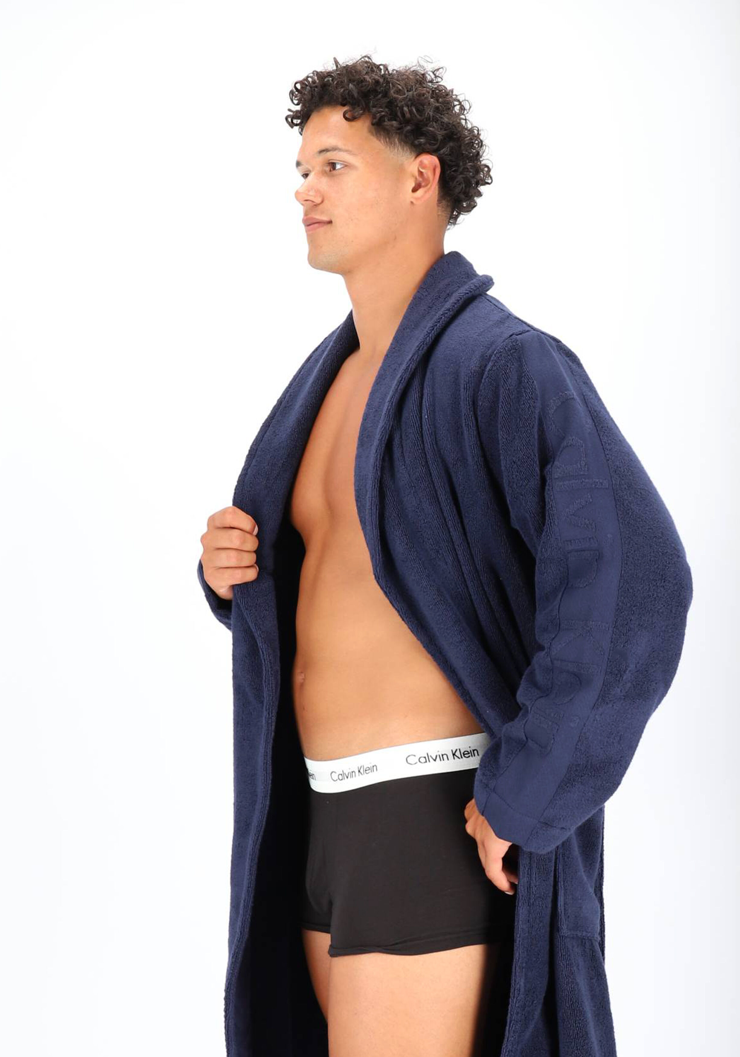 Calvin Klein heren badjas, badstof, blauw 