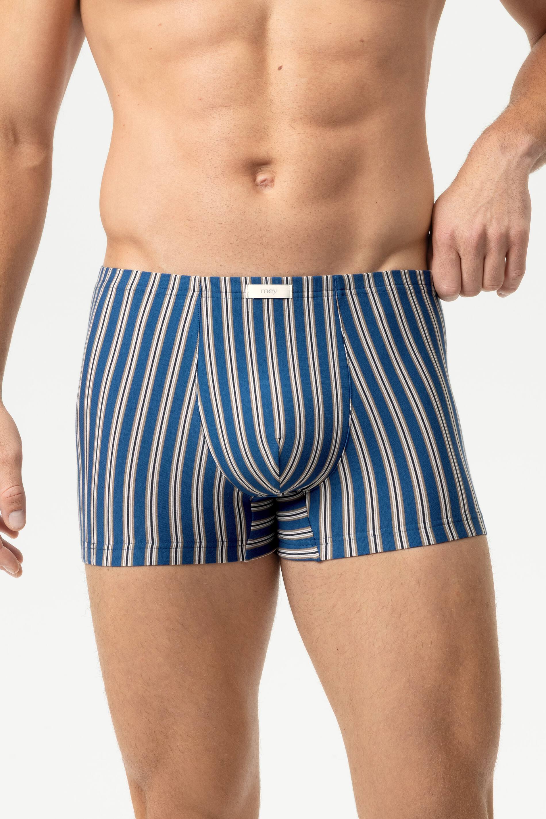 Mey heren shorty Stream Stripes, boxers kort, blauw met wit