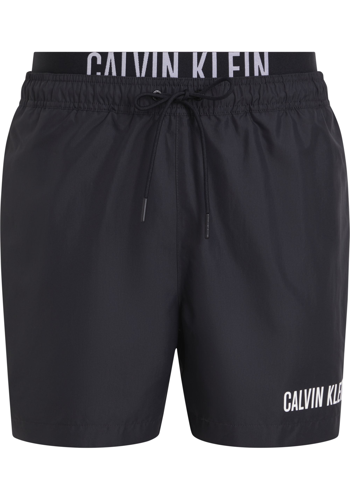 8720109717501 Calvin Klein Medium Drawstring double waistband swimshort, heren zwembroek, zwart