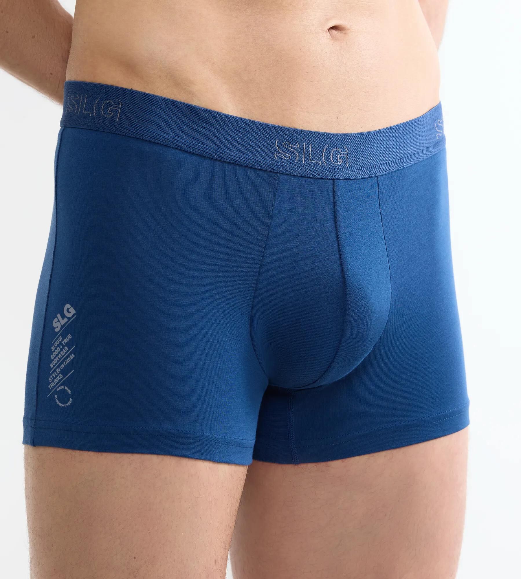 Sloggi Men SLG Base Trunk, heren boxershorts korte pijp (2-pack), donkergrijs en kobaltblauw