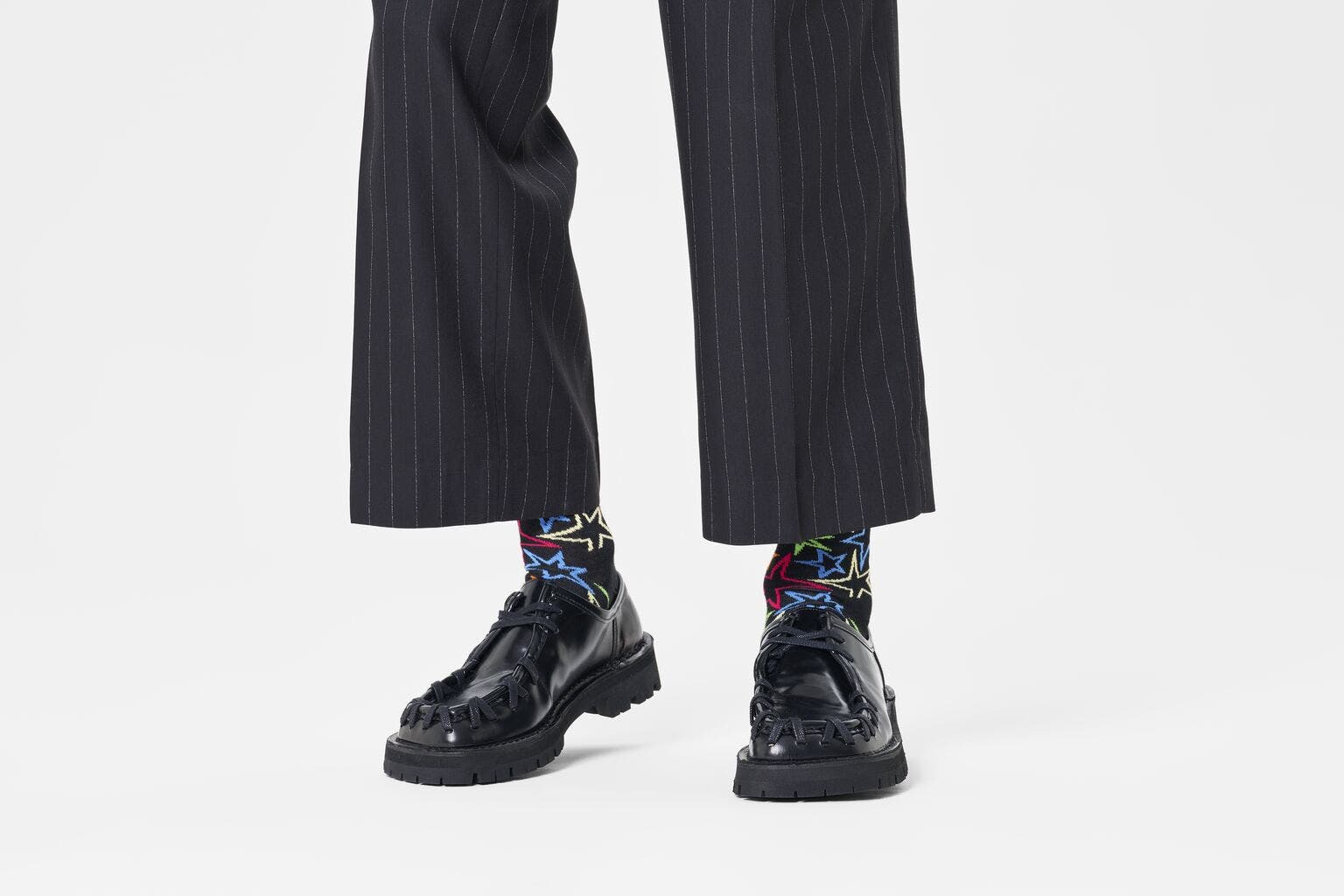 Happy Socks Mega Star Sock, unisex sokken, zwart