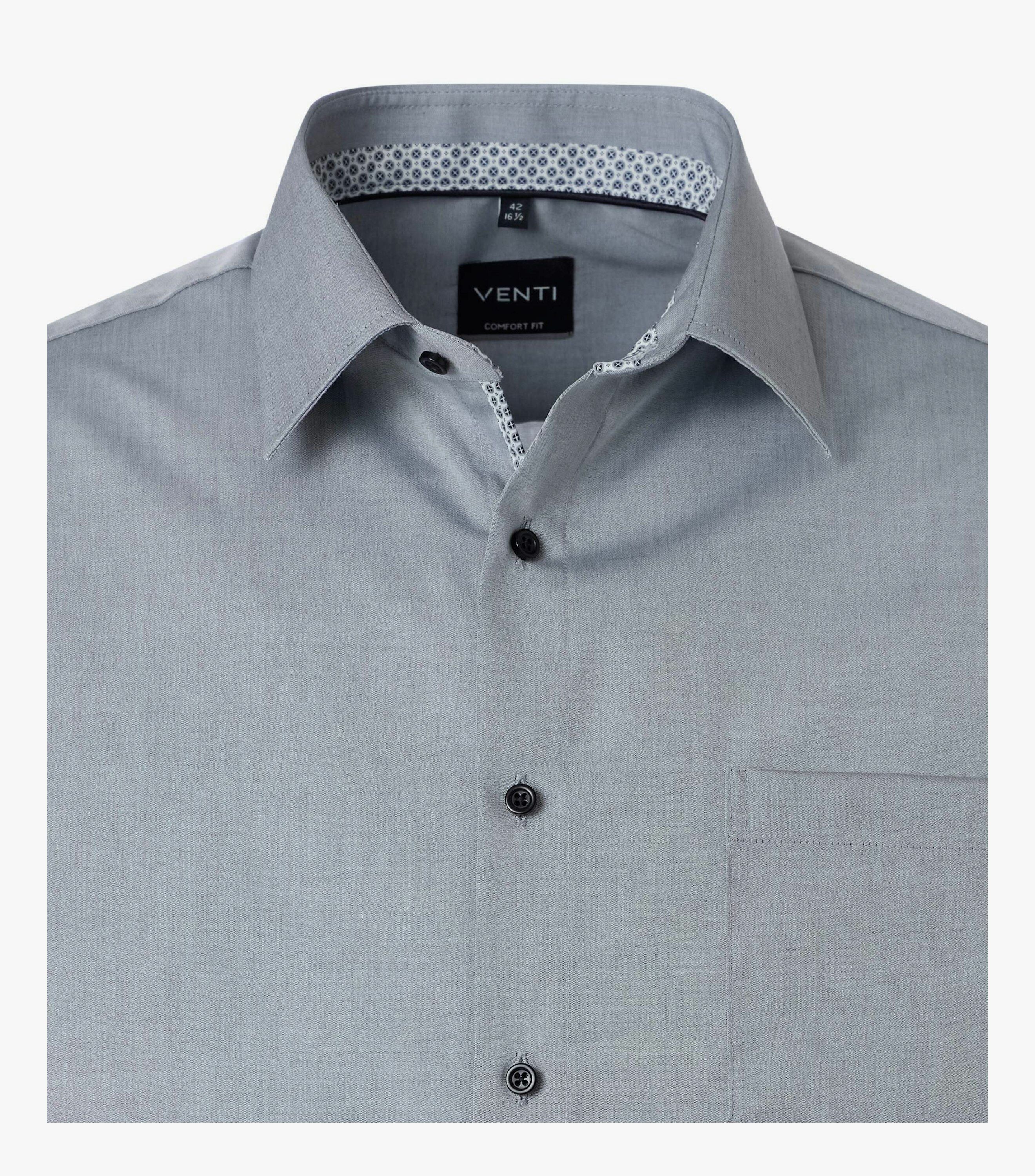 VENTI CASA MODA comfort fit overhemd, korte mouw, structuur, zilvergrijs
