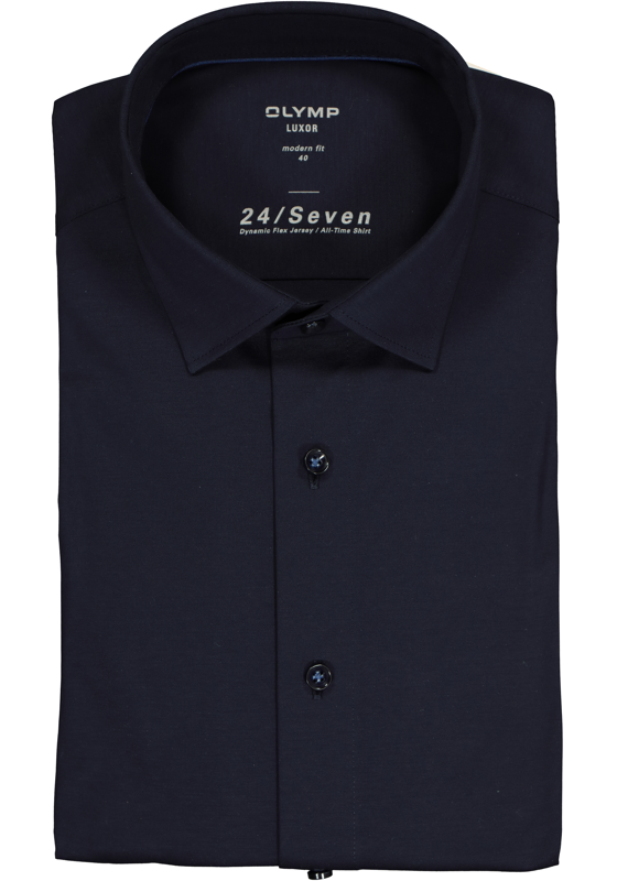 OLYMP Luxor 24/Seven modern fit overhemd, marine blauw tricot OLYMP Luxor 24/Seven modern fit overhemd, marine blauw tricot
