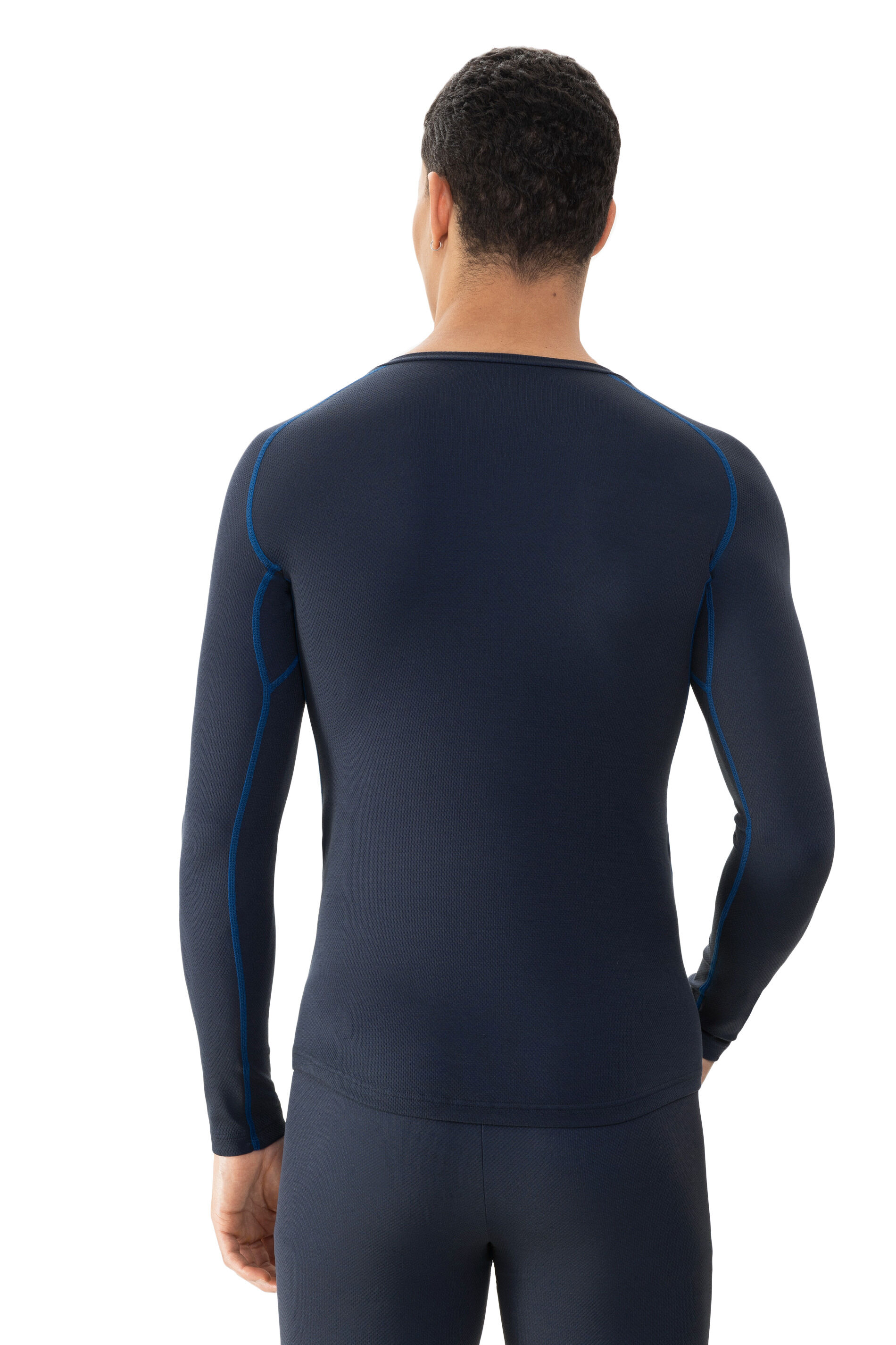 Mey heren long-sleeved shirt High Performance, T-shirt lange mouw, donkerblauw
