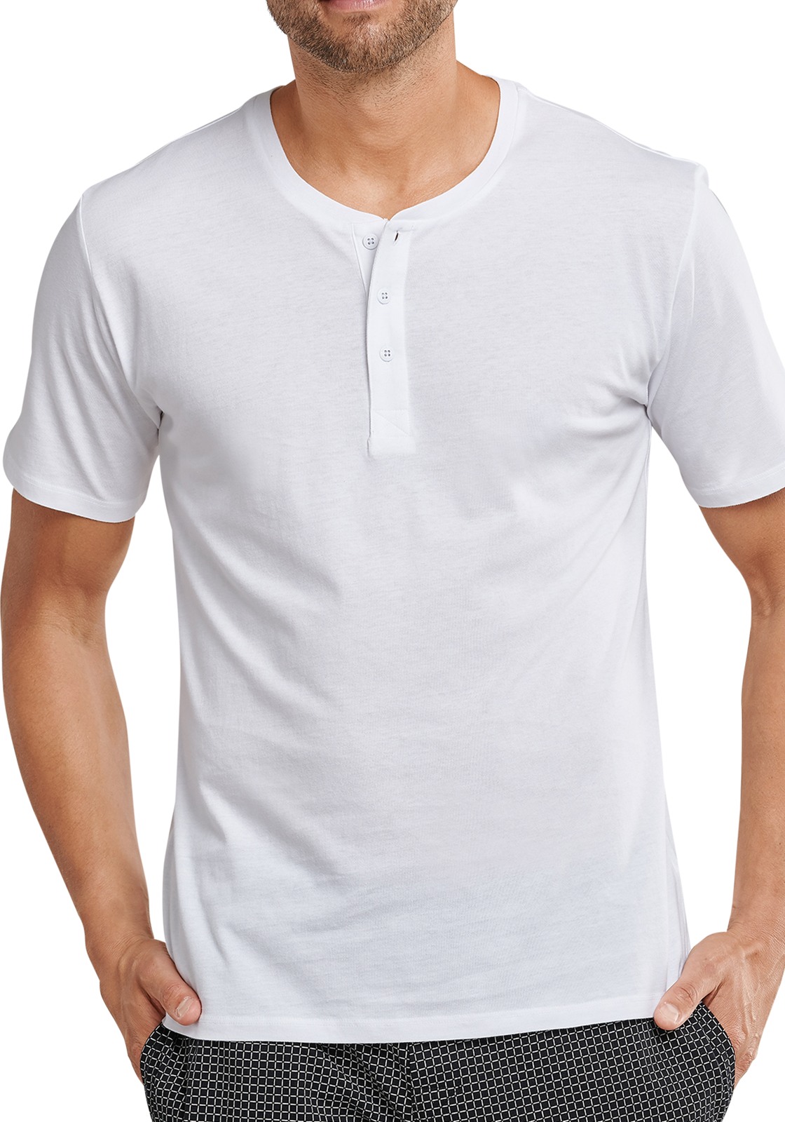 3-4007065358691-schiesser-mixrelax-shirt_HR SCHIESSER Mix+Relax T-shirt, korte mouw O-hals met knoopjes, wit
