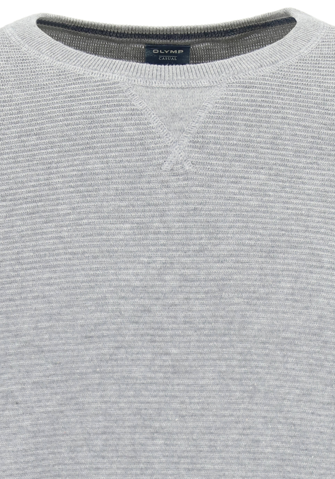 6-4063402740383-olymp-OLYMP_53018562_TR_grijs_detail_HR OLYMP modern fit trui katoen structuur, O-hals, grijs
