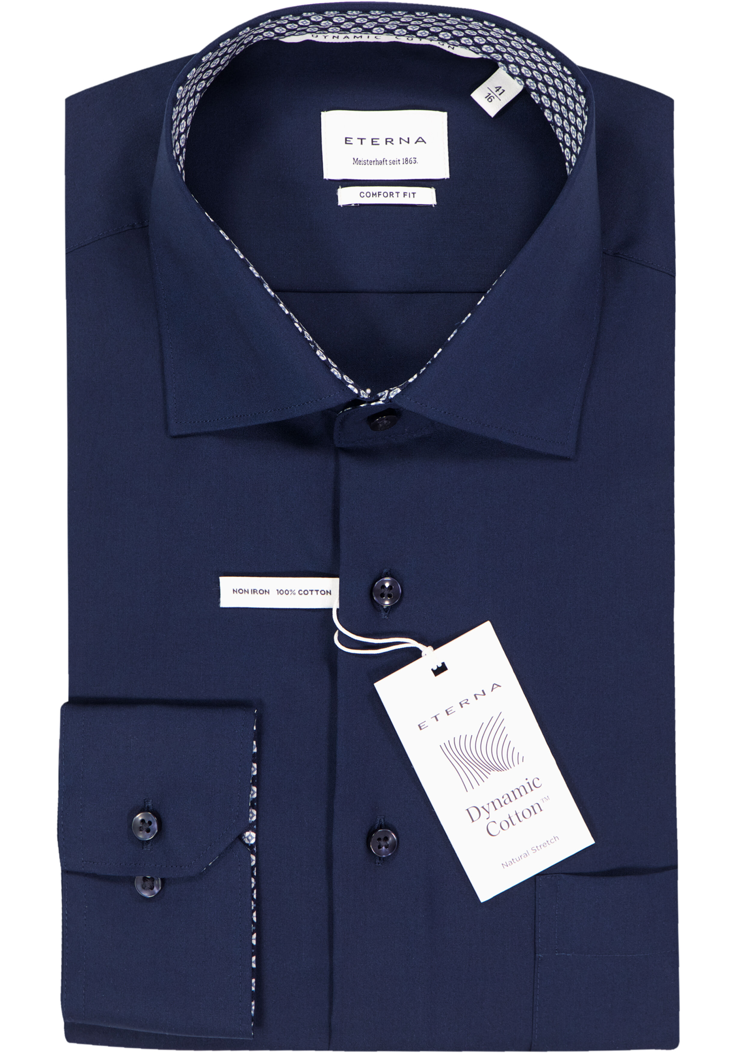 ETERNA comfort fit overhemd, popeline, donkerblauw