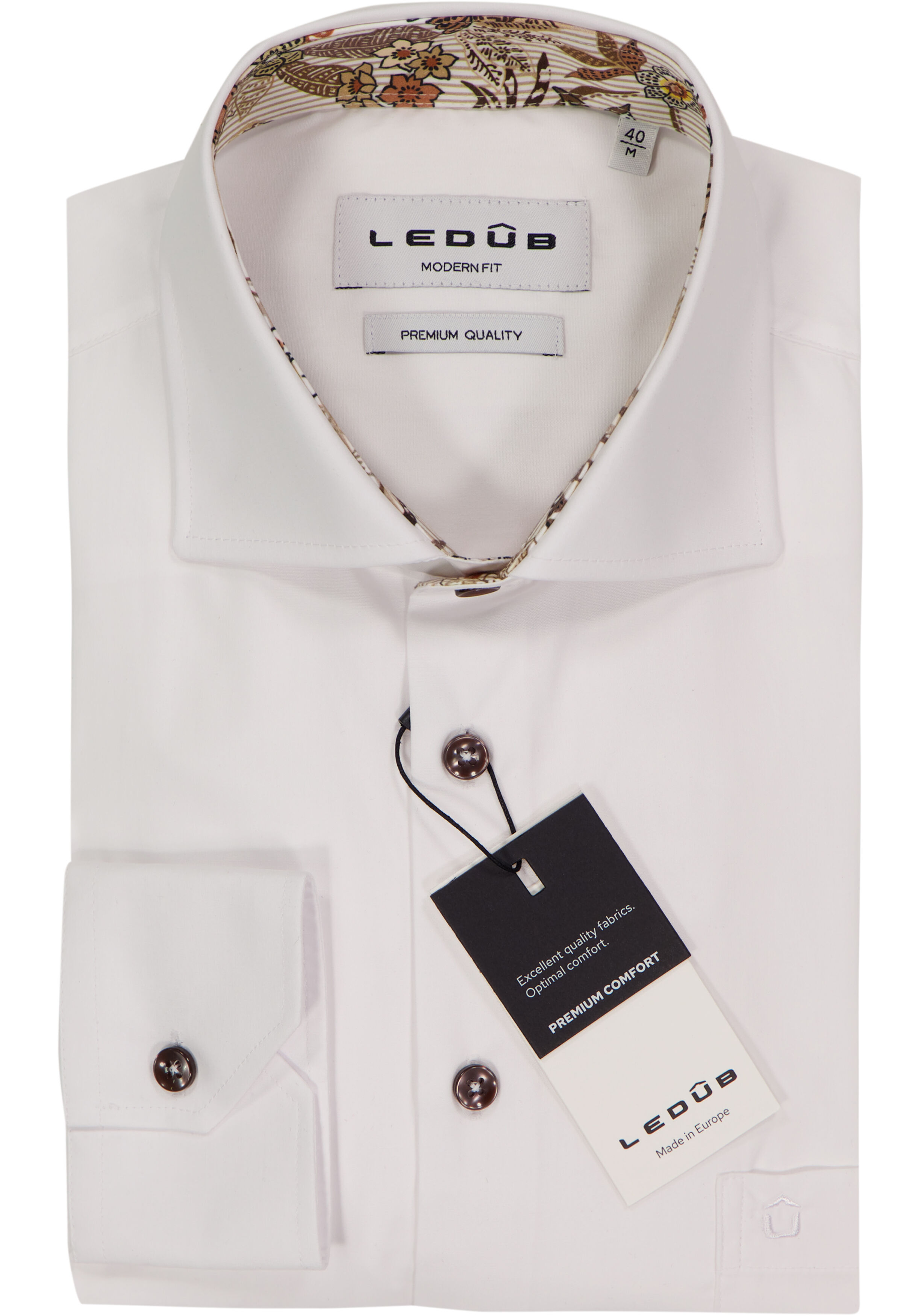 Ledub modern fit overhemd, popeline, wit