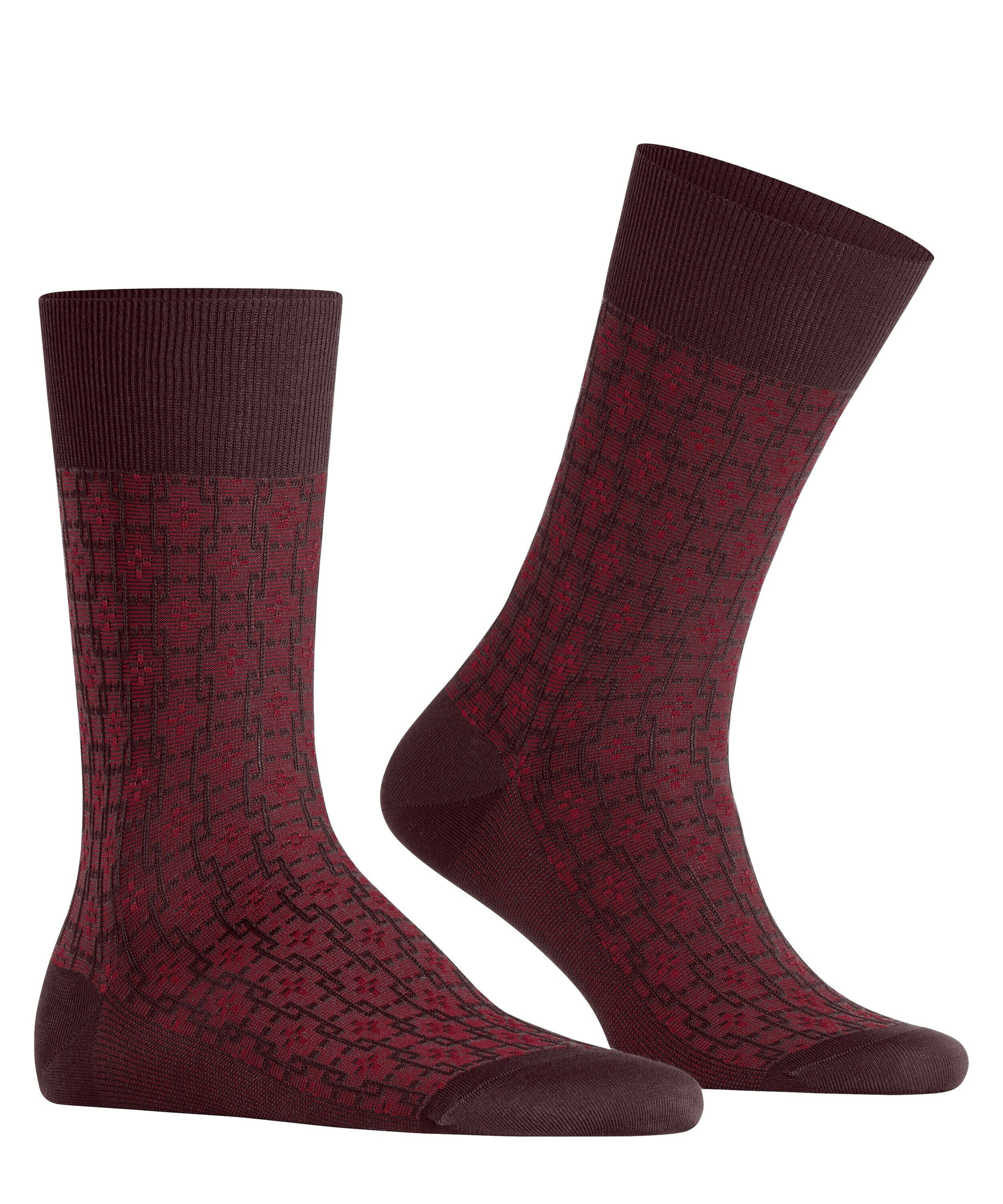FALKE Artwork Tie herensokken, bordeaux rood (bordeaux)