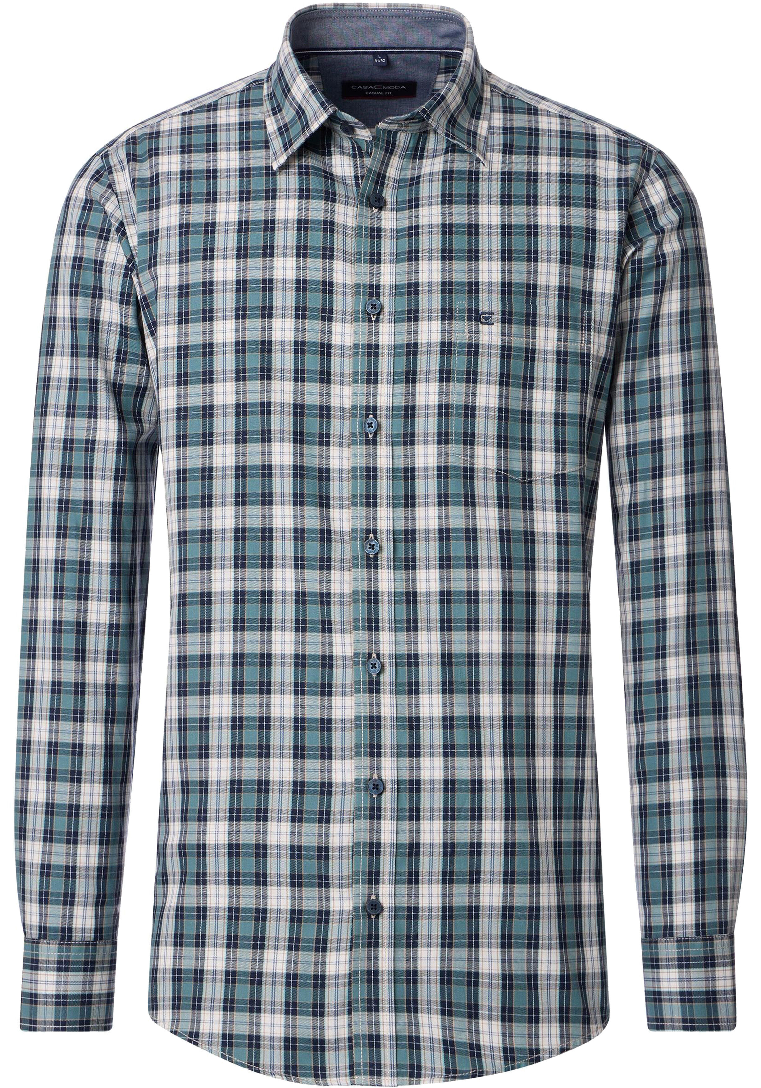 CASA MODA Sport comfort fit overhemd, twill, groen met blauw en wit geruit