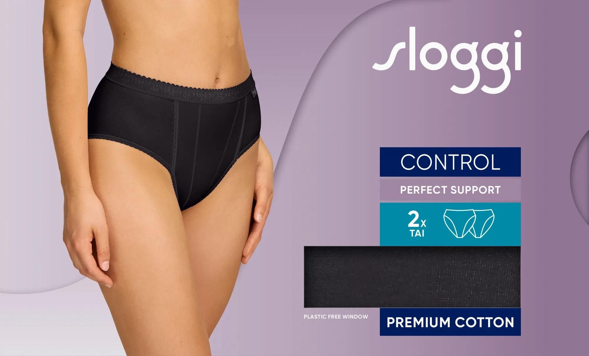 Sloggi Women Control Tai (2-pack), dames slip, zwart