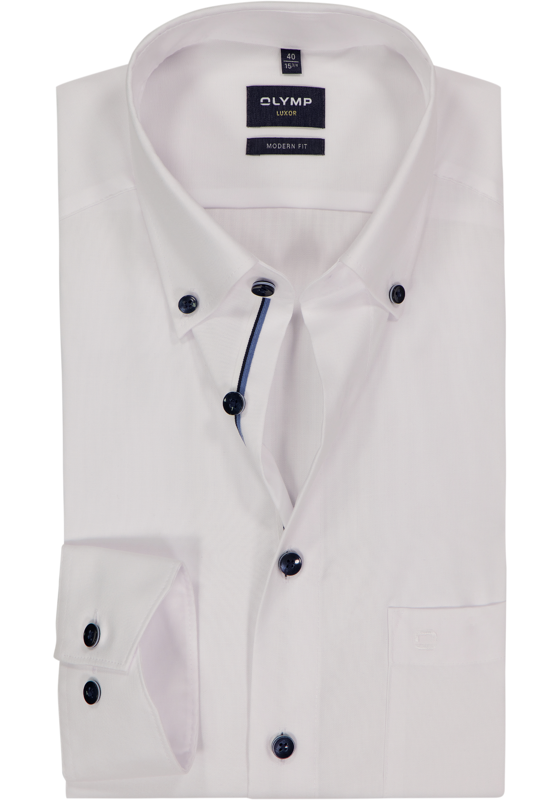 OLYMP Luxor modern fit overhemd, pinpoint, wit OLYMP Luxor modern fit overhemd, pinpoint, wit