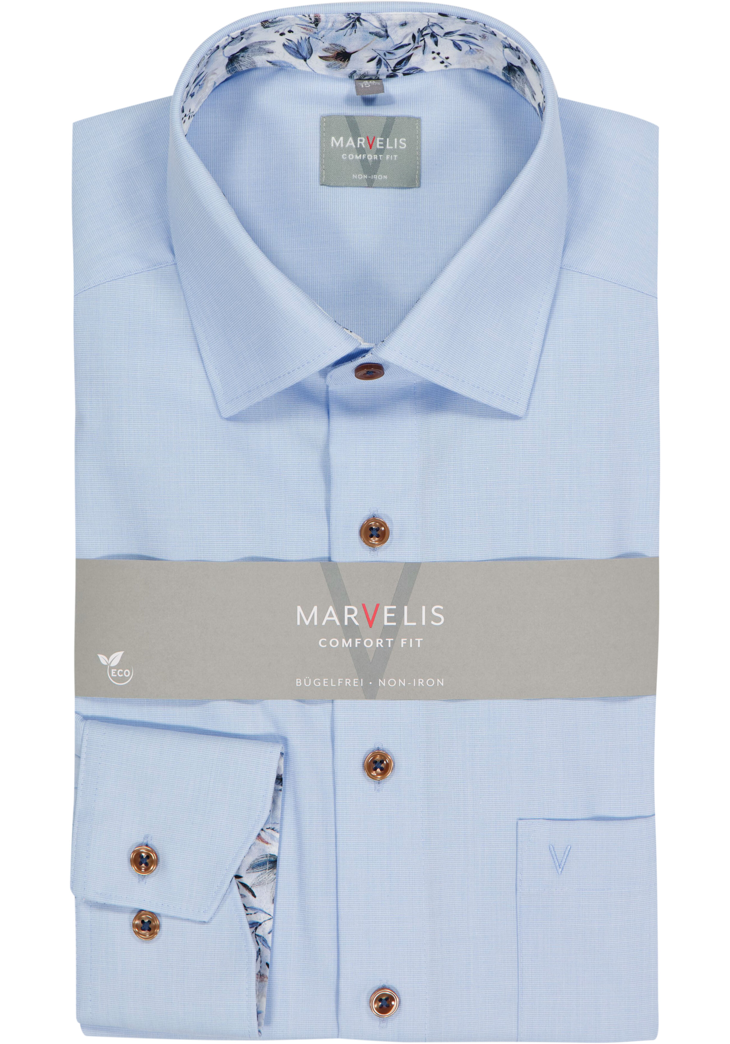 MARVELIS comfort fit overhemd, fil a fil, lichtblauw