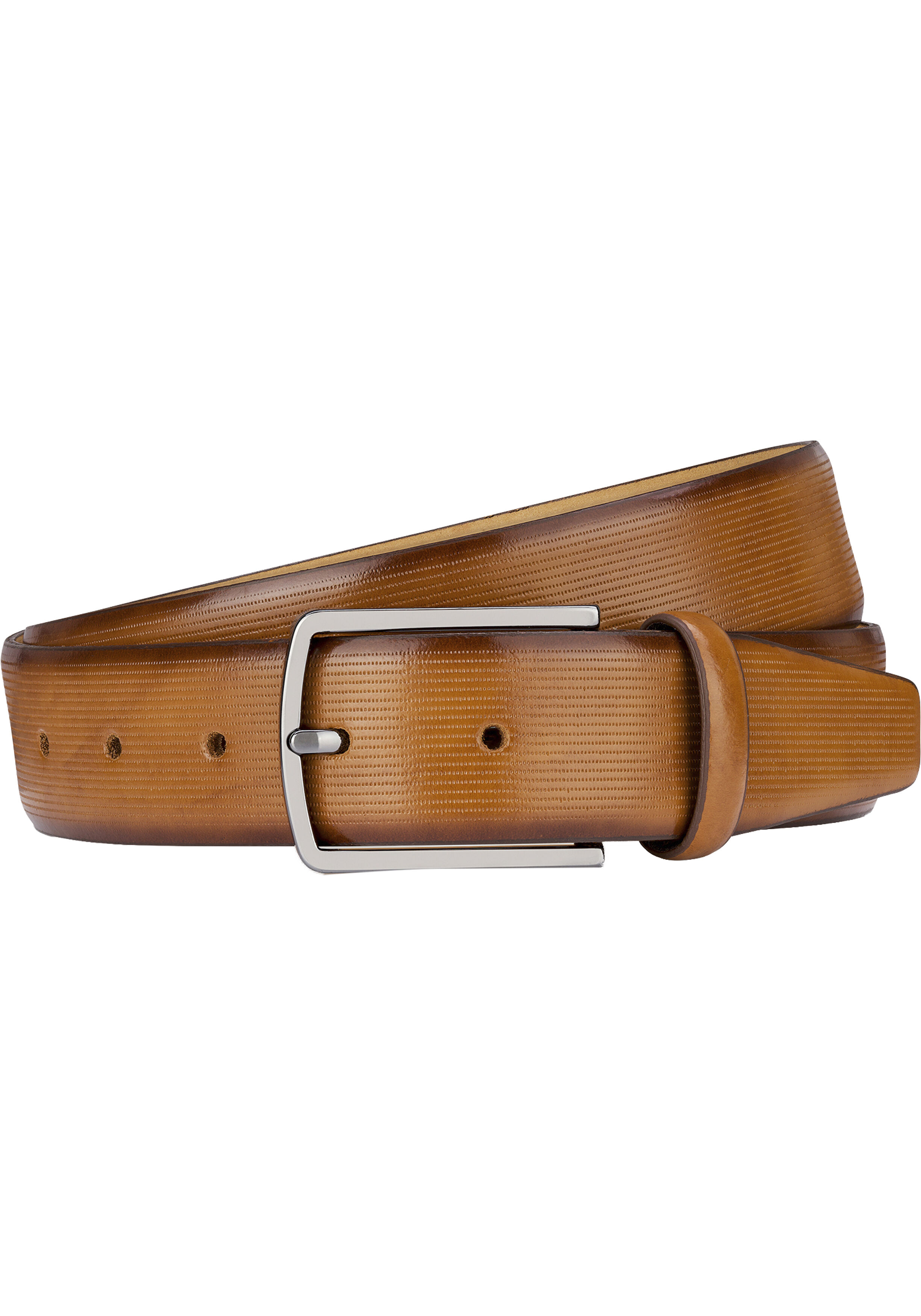 LINDENMANN leren heren riem, cognac