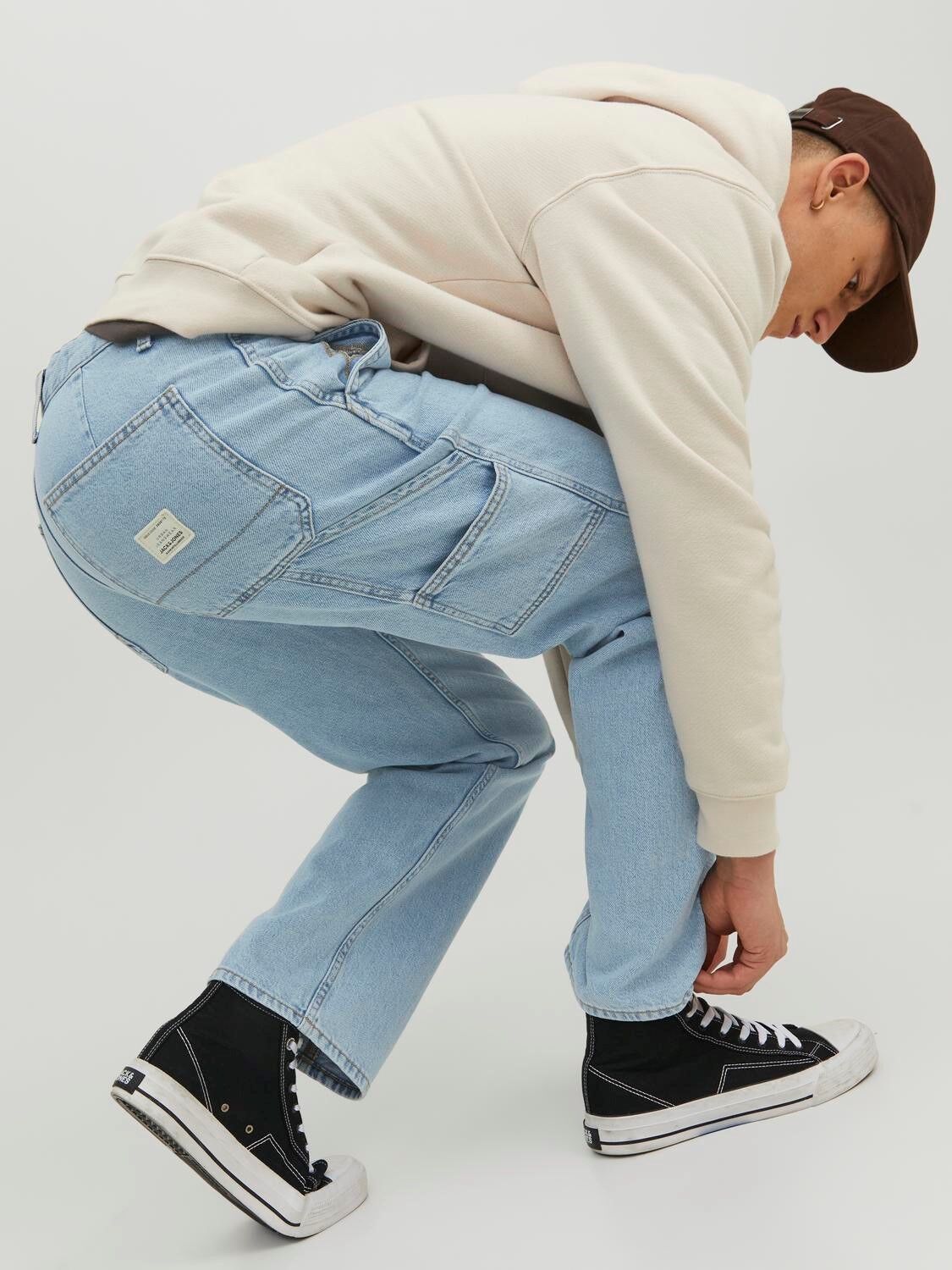 JACK & JONES Eddie Utility loose fit, heren jeans, denimblauw