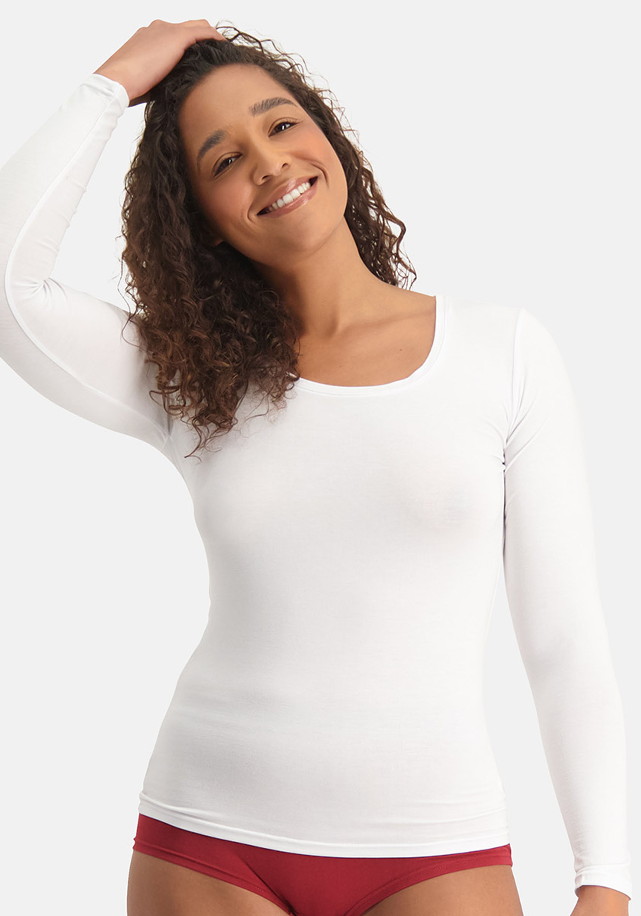 Bamboo Basics Luna long sleeve (2-pack), dames T-shirt lange mouwen, wit