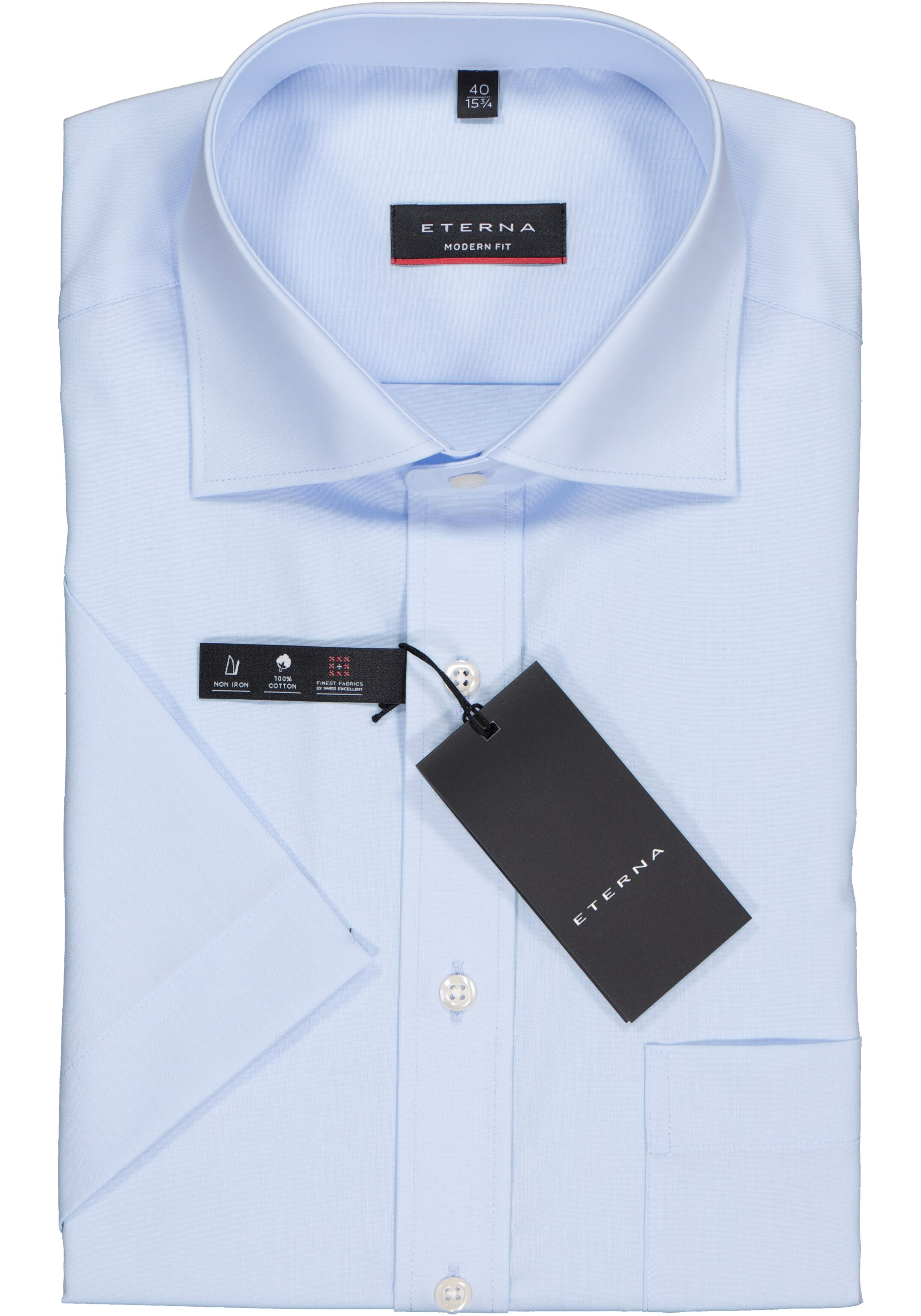 ETERNA modern fit overhemd, korte mouw, poplin heren overhemd, lichtblauw
