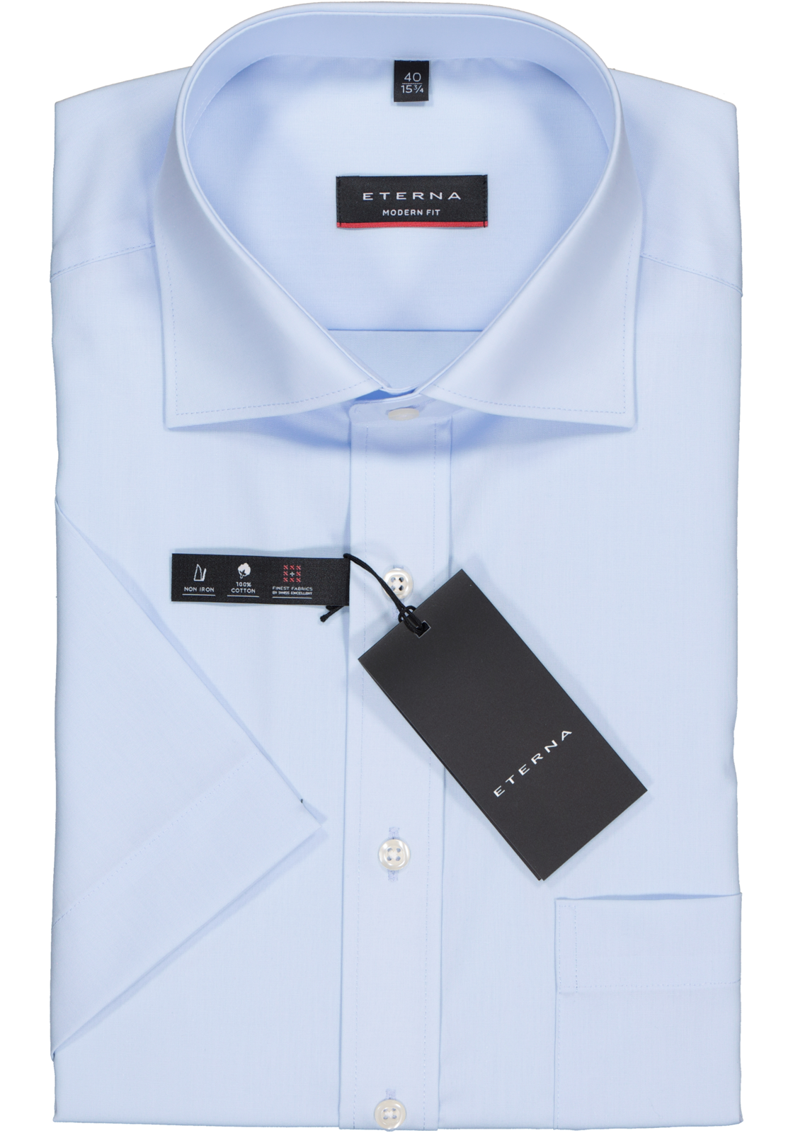 2-4045332252693_eterna-overhemd_HR ETERNA modern fit overhemd, korte mouw, poplin heren overhemd, lichtblauw