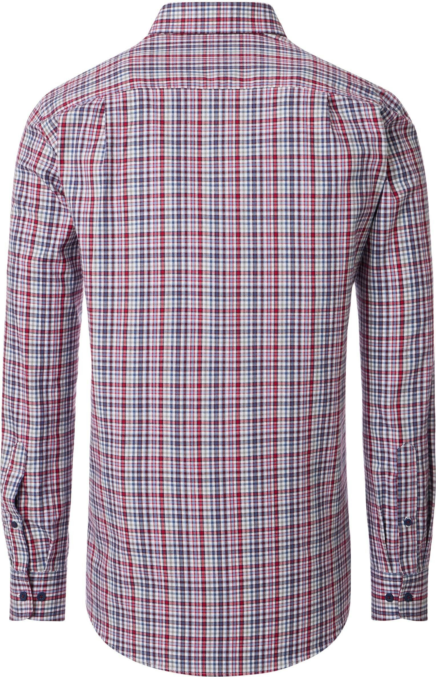 Redmond modern fit overhemd, twill, rood, wit, blauw, grijs geruit