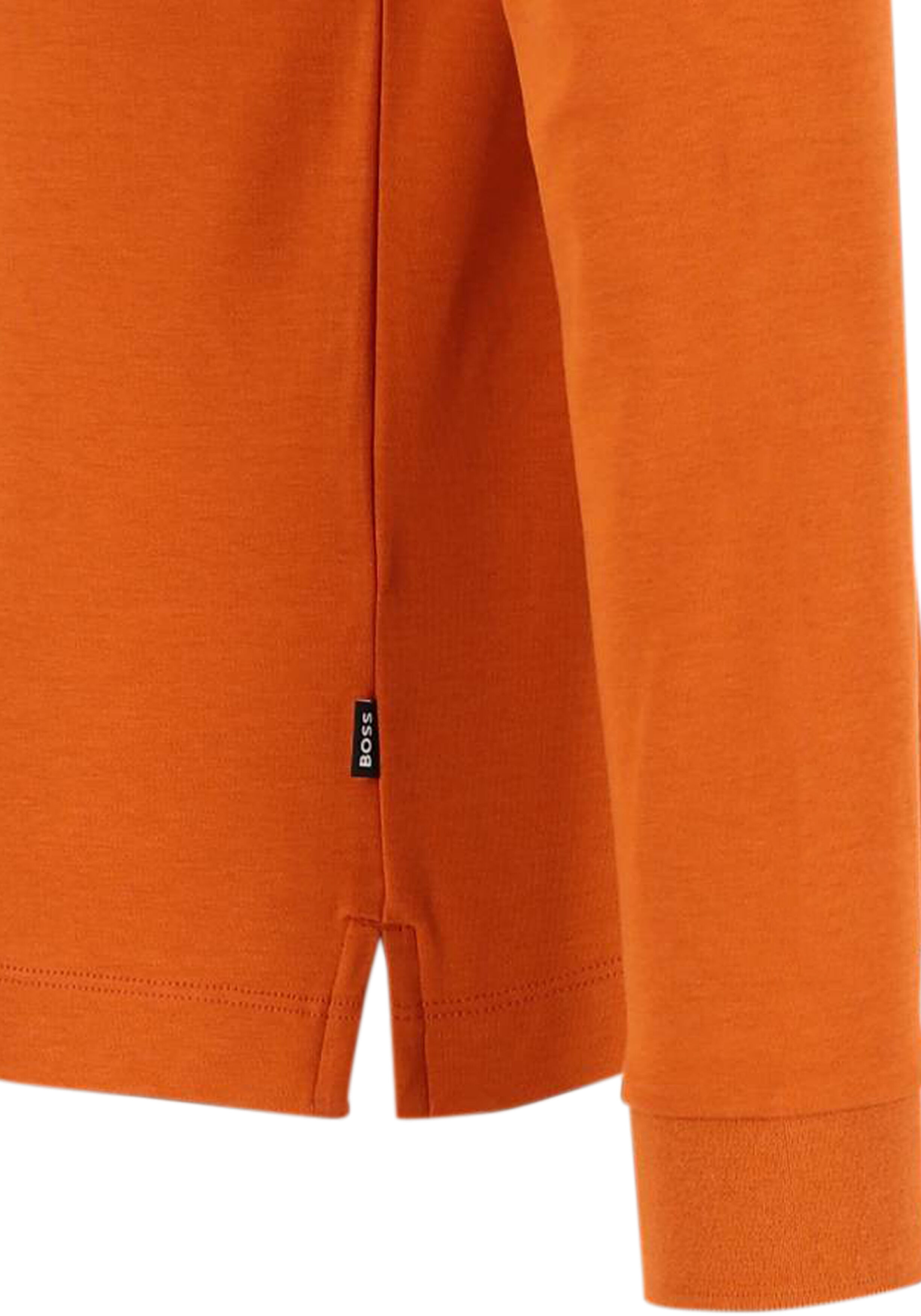 BOSS Pado regular fit polo lange mouw, jersey, donker oranje