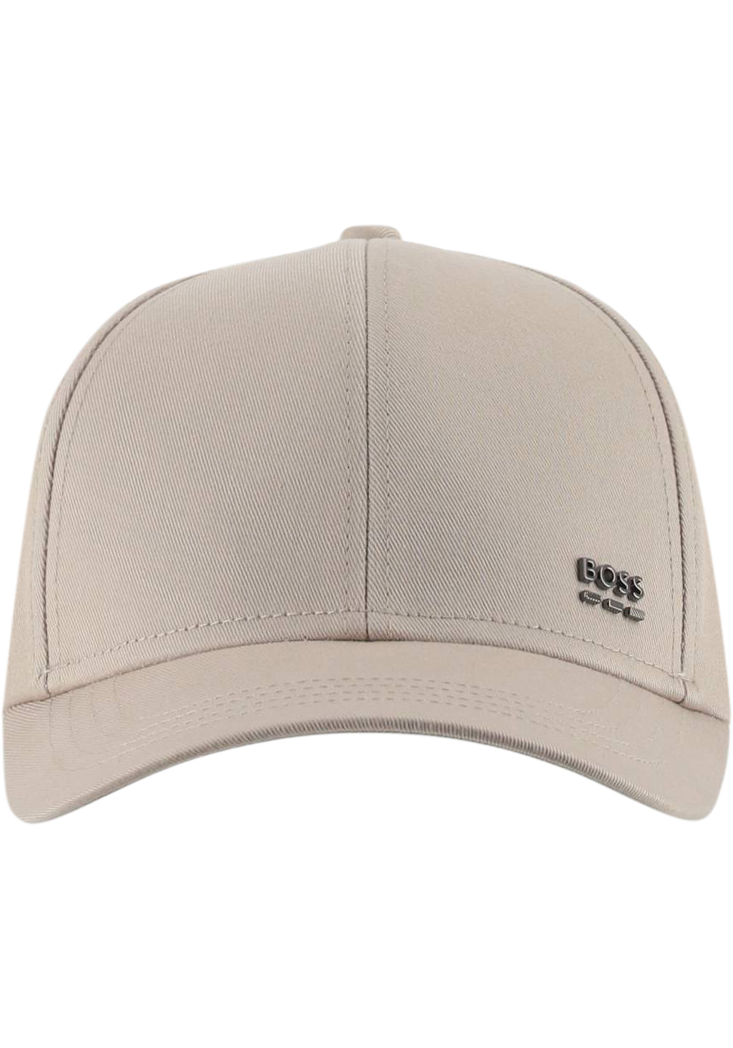 BOSS pet metalen logo, beige