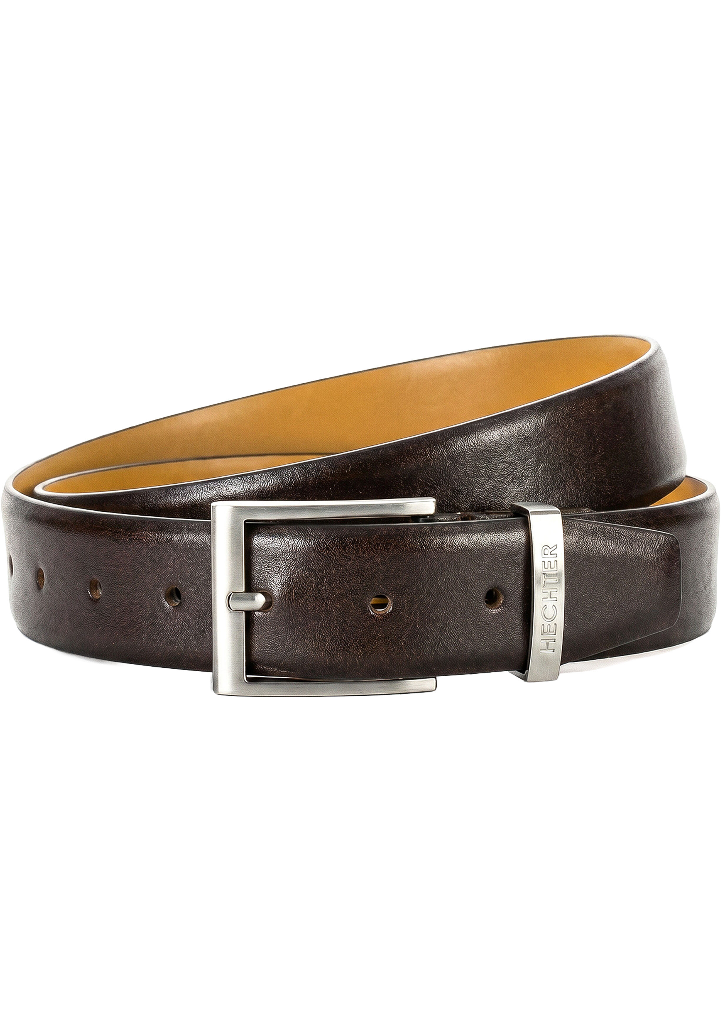 HECHTER leren heren riem, bruin