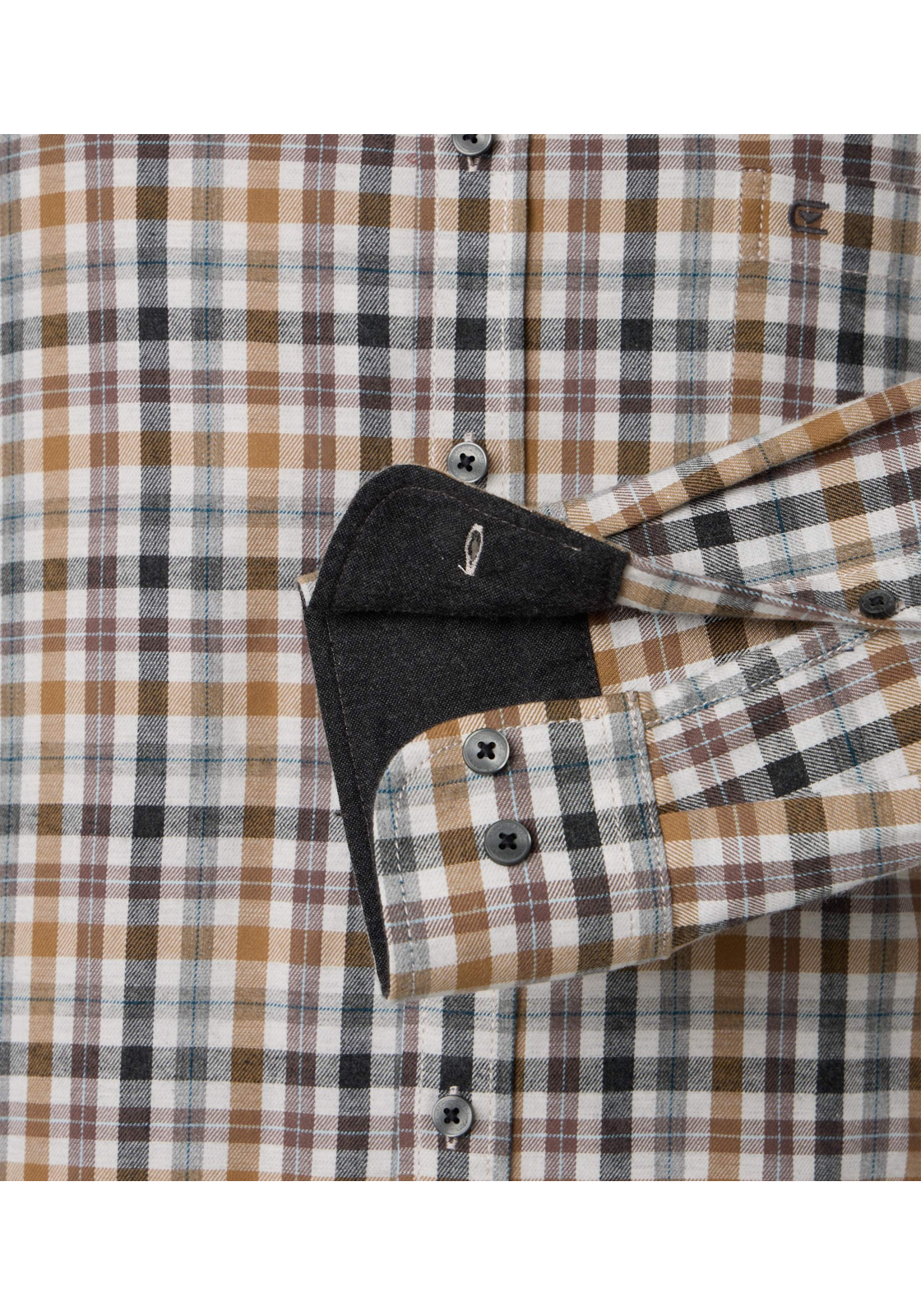 CASA MODA Sport casual fit overhemd, flanel, beige geruit - 444306900-600 CASA MODA Sport casual fit overhemd, flanel, beige geruit - 444306900-600