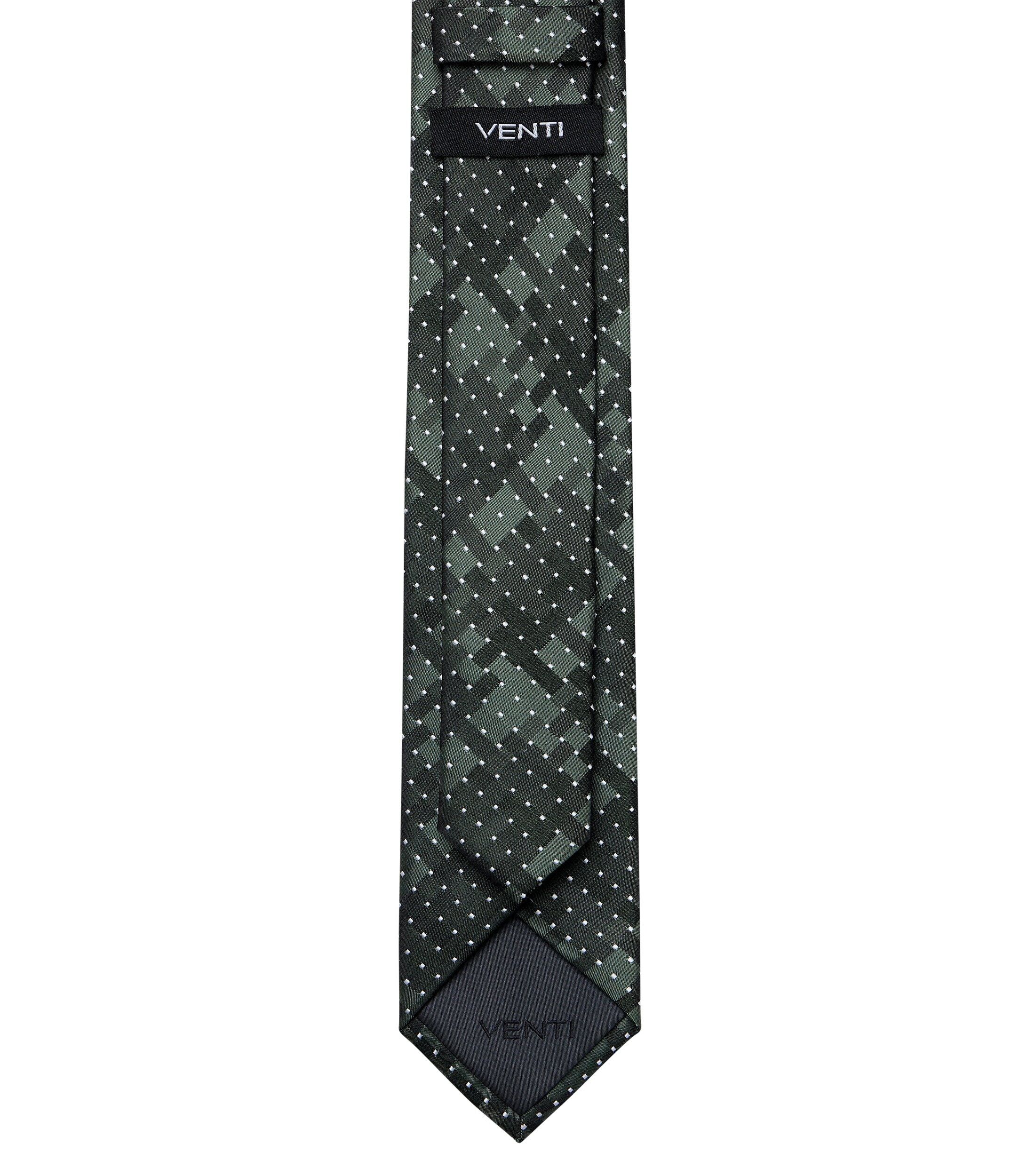 VENTI stropdas, groen, zwart, wit dessin