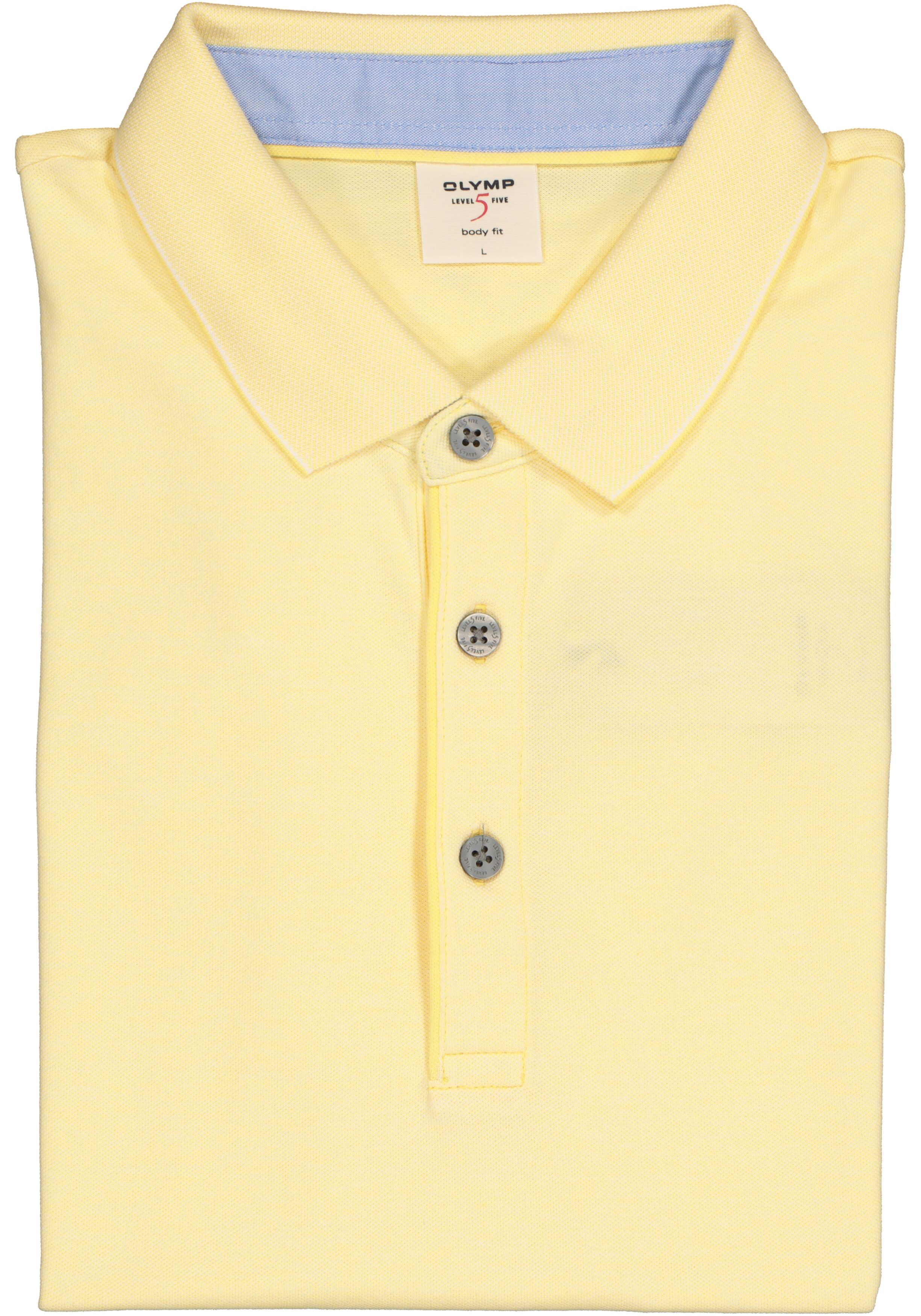 OLYMP Level 5 body fit poloshirt, stretch, geel melange