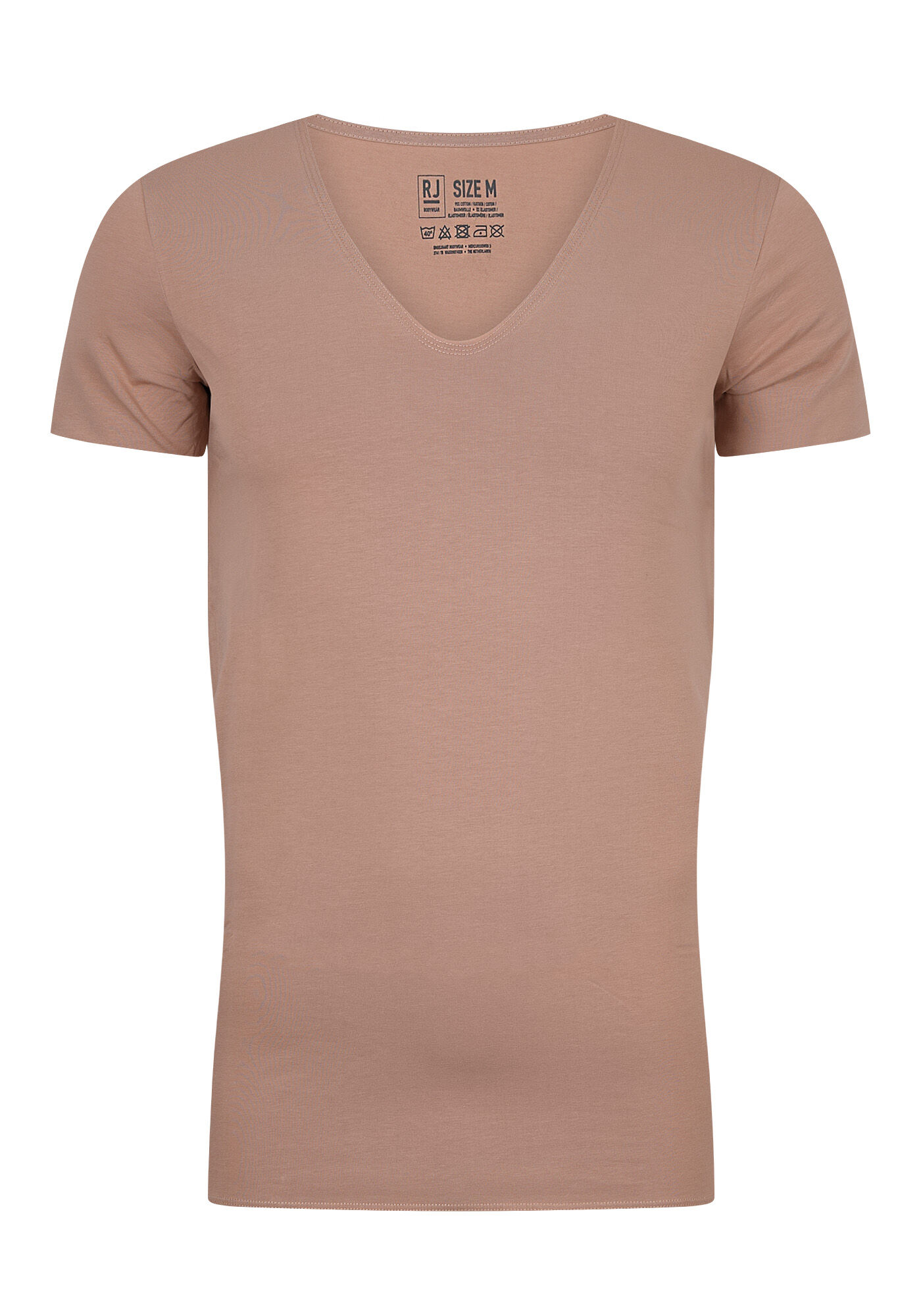 RJ Bodywear Everyday Tilburg T-shirts (2-pack), heren stretch T-shirt diepe V-hals, huidskleur (raw edge)
