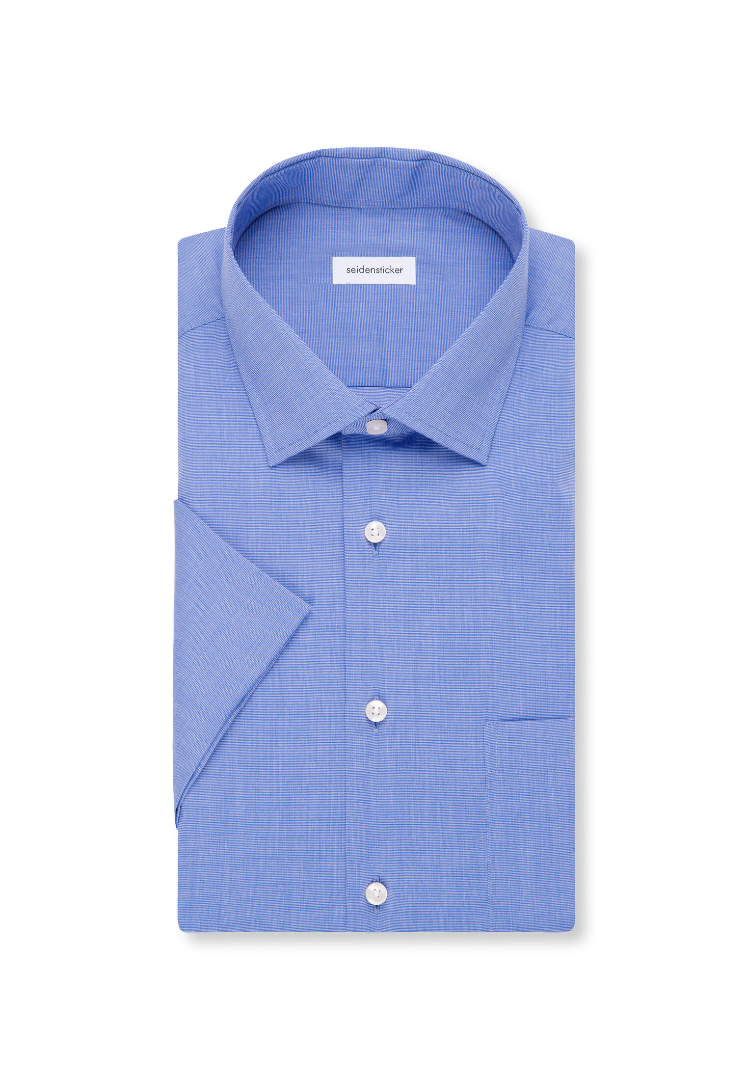 Seidensticker regular fit overhemd, korte mouw, popeline, blauw